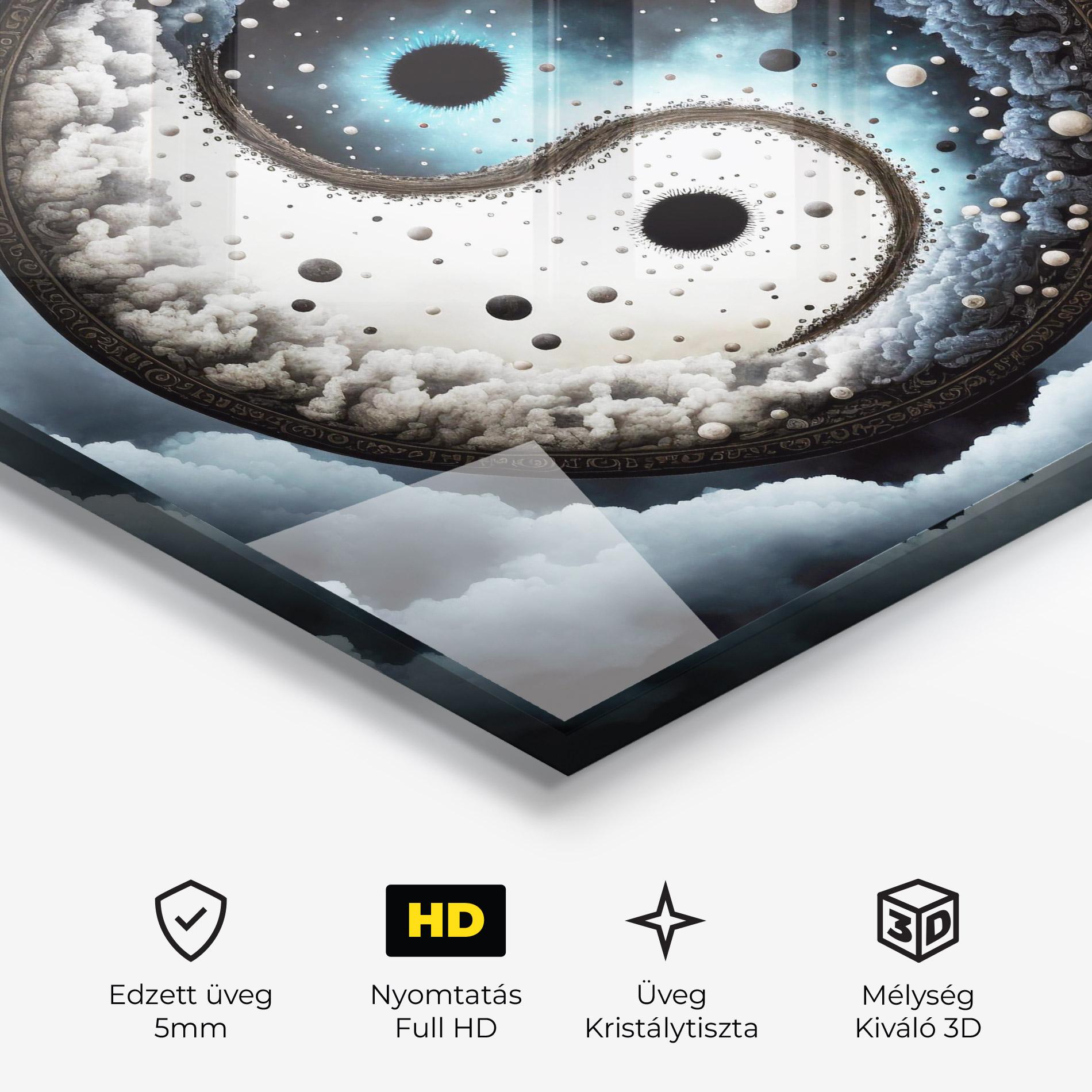 Üvegkép Black Blue Yinyang mockup 3