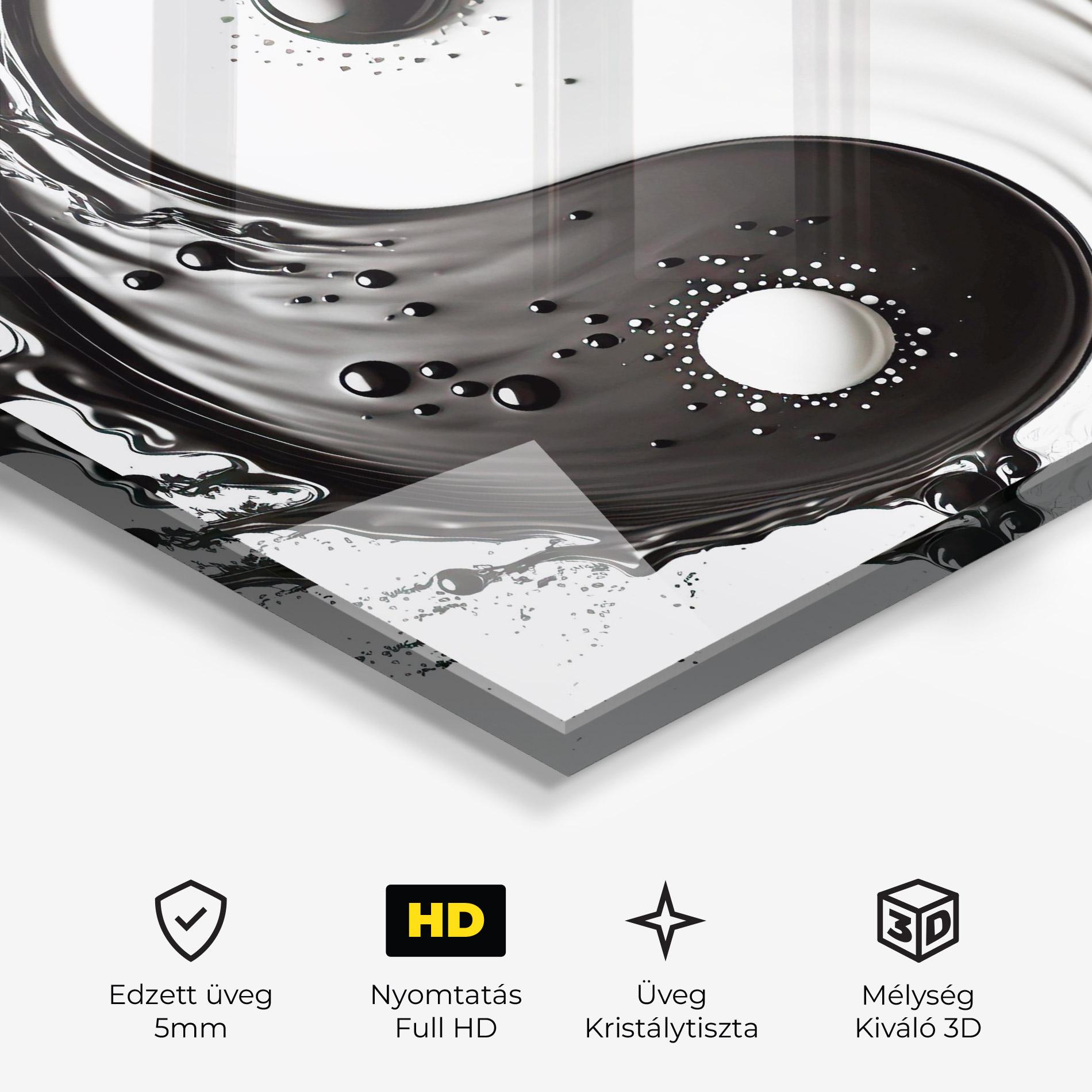 Üvegkép Black Liquid Yinyang mockup 3