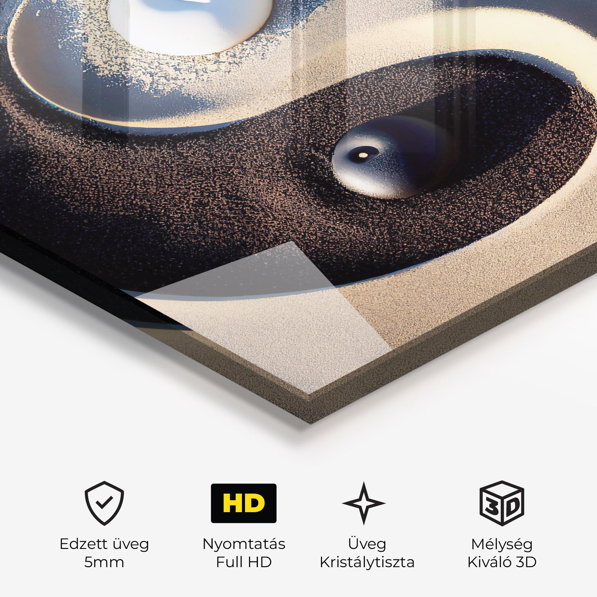Üvegkép Black Sand Yinyang mockup 3