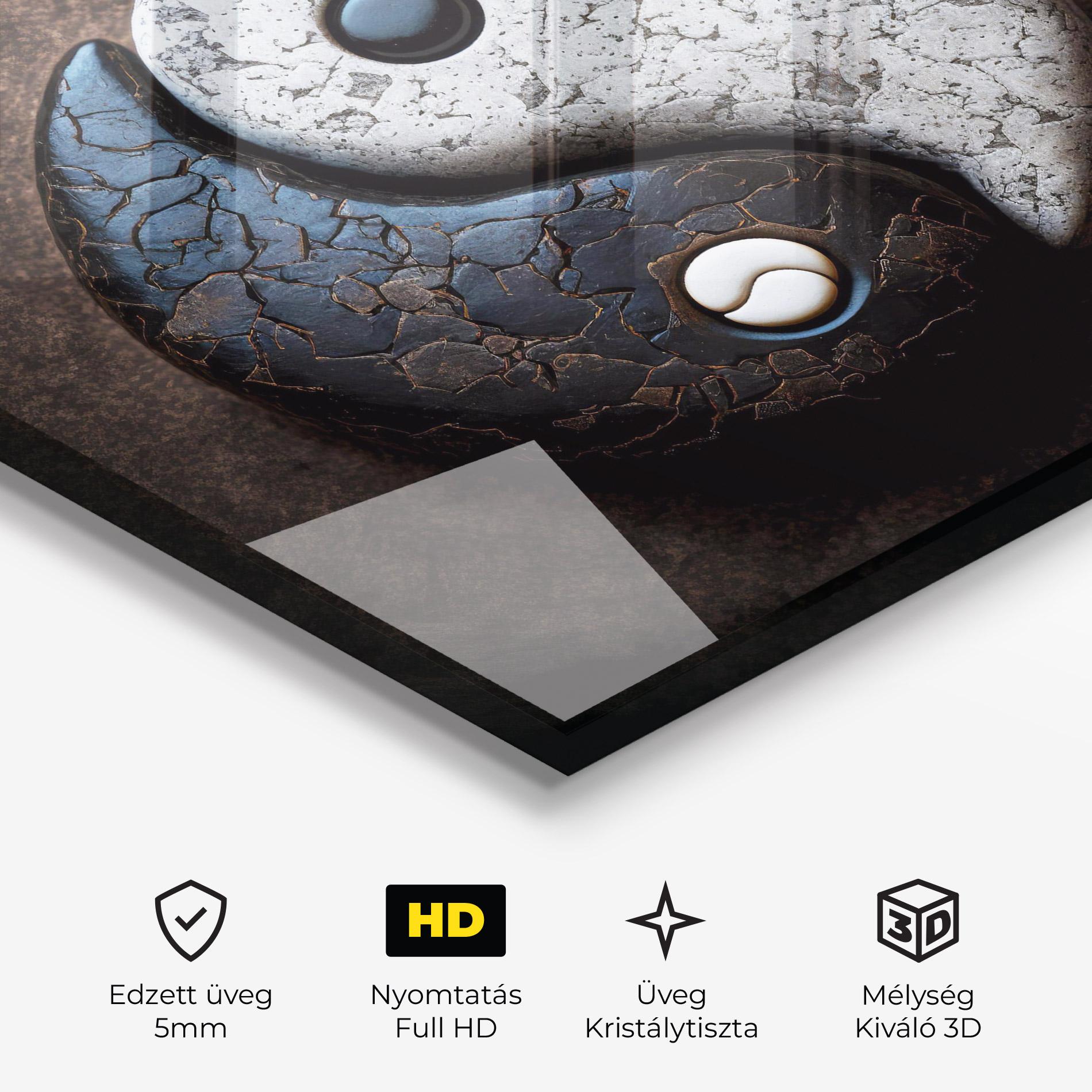 Üvegkép Black Stone Yinyang mockup 3