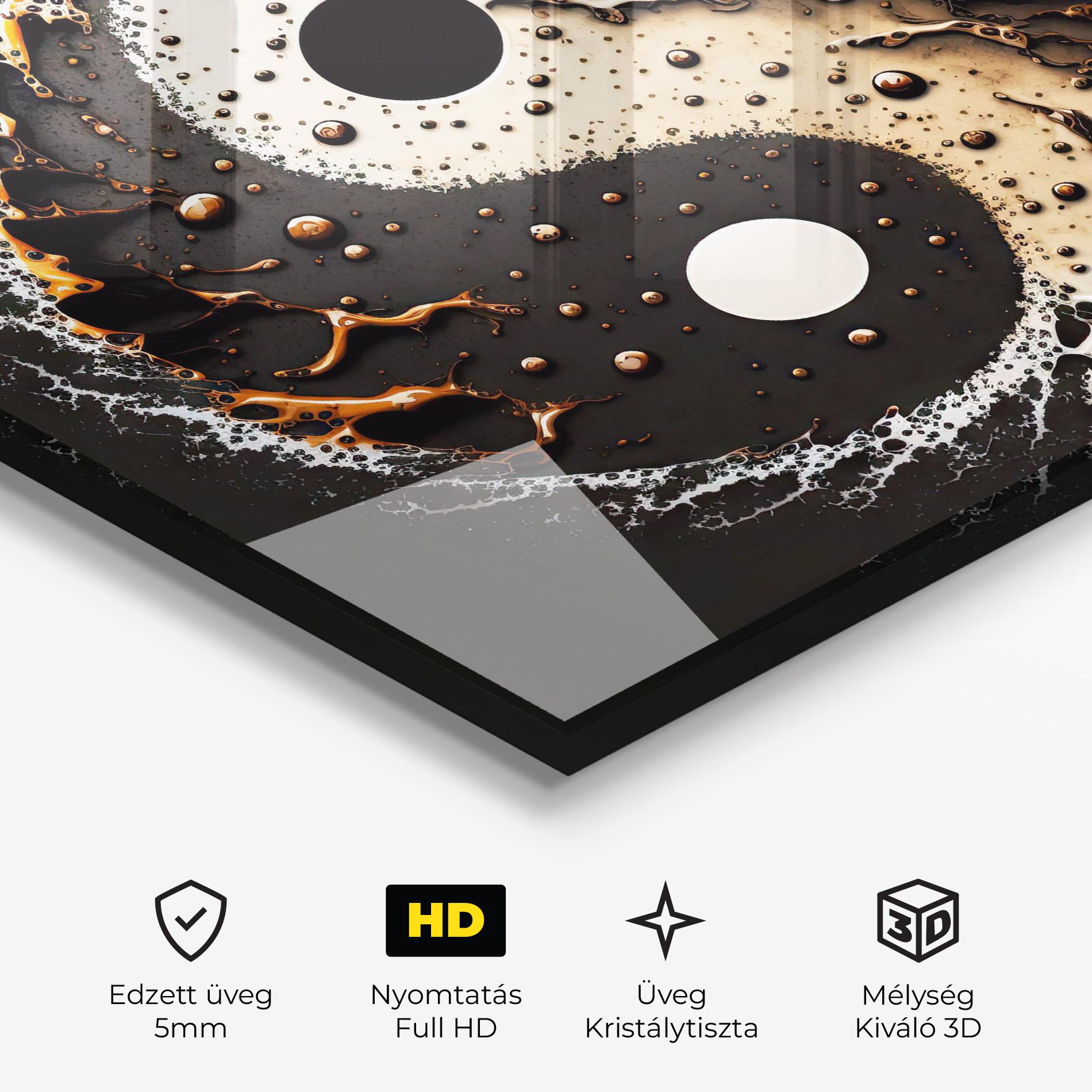 Üvegkép Brown Liquid Yinyang mockup 3