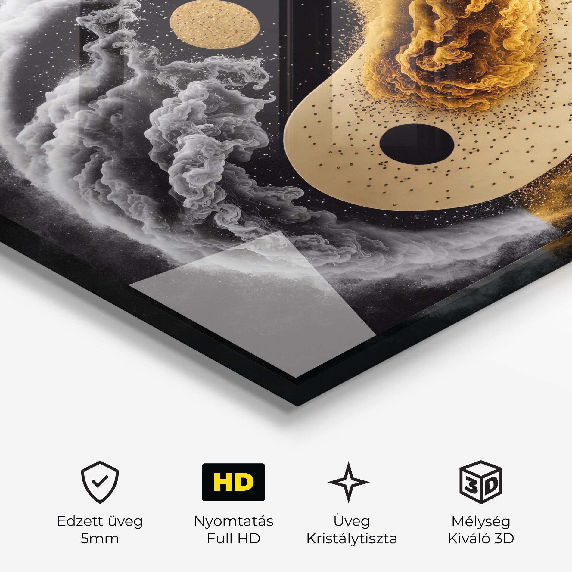 Üvegkép Cream Smoke Yinyang mockup 3