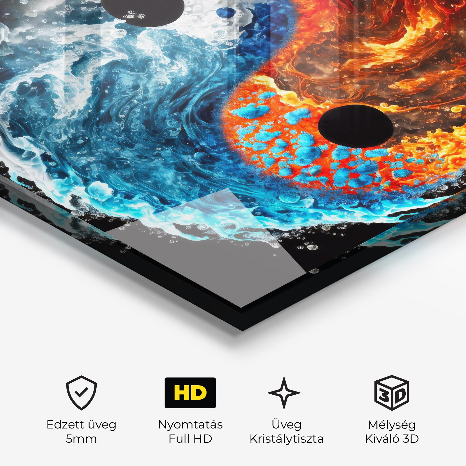 Üvegkép Fire Water Yin Yang mockup 3