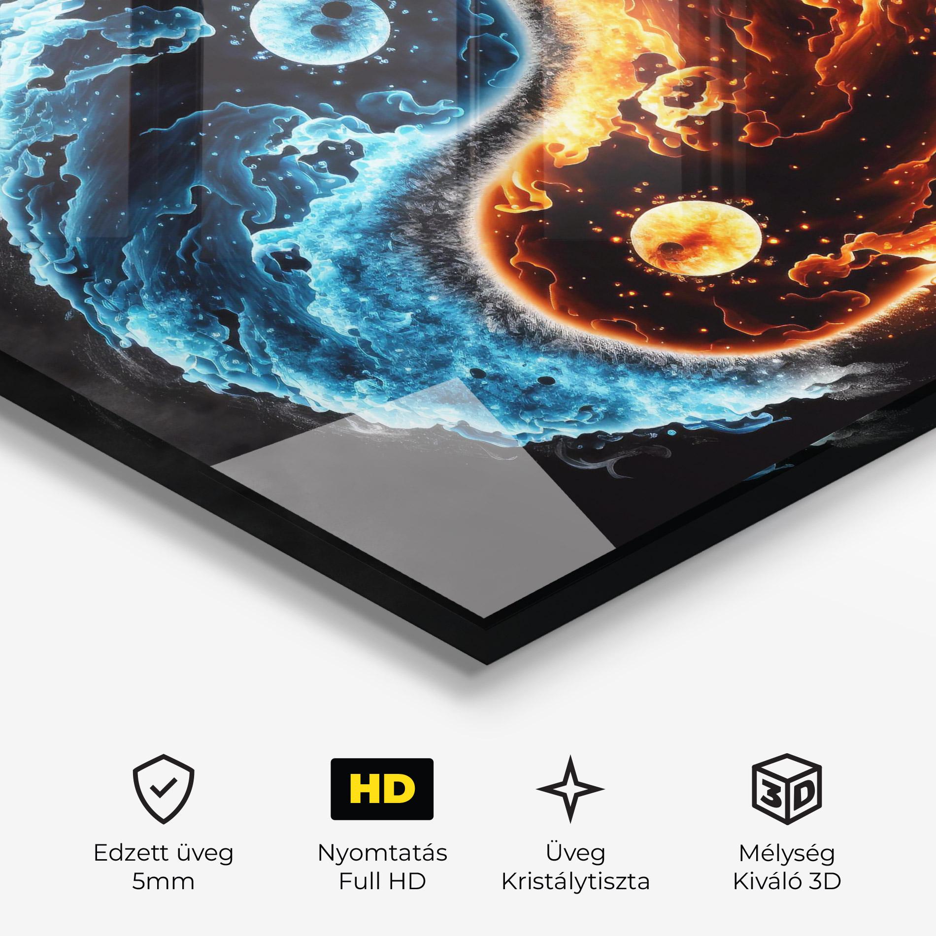 Üvegkép Fire Water Yinyang mockup 3