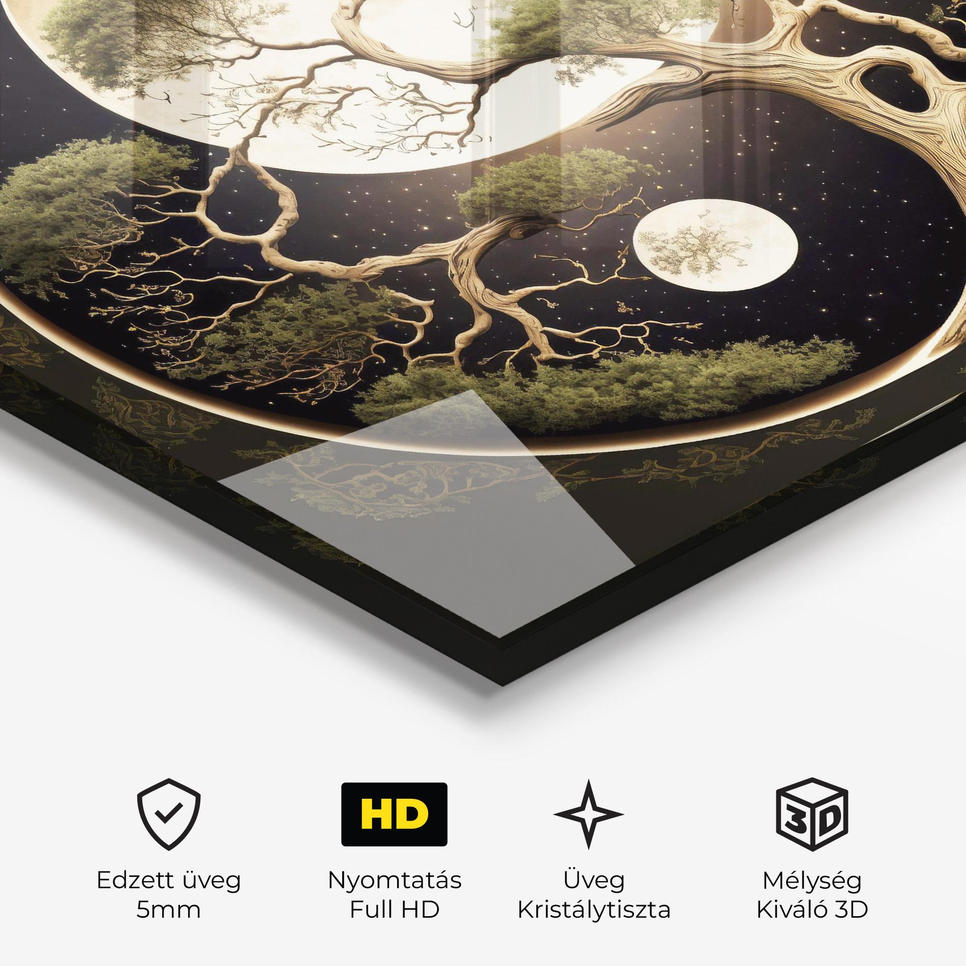 Üvegkép Green Tree Yinyang mockup 3