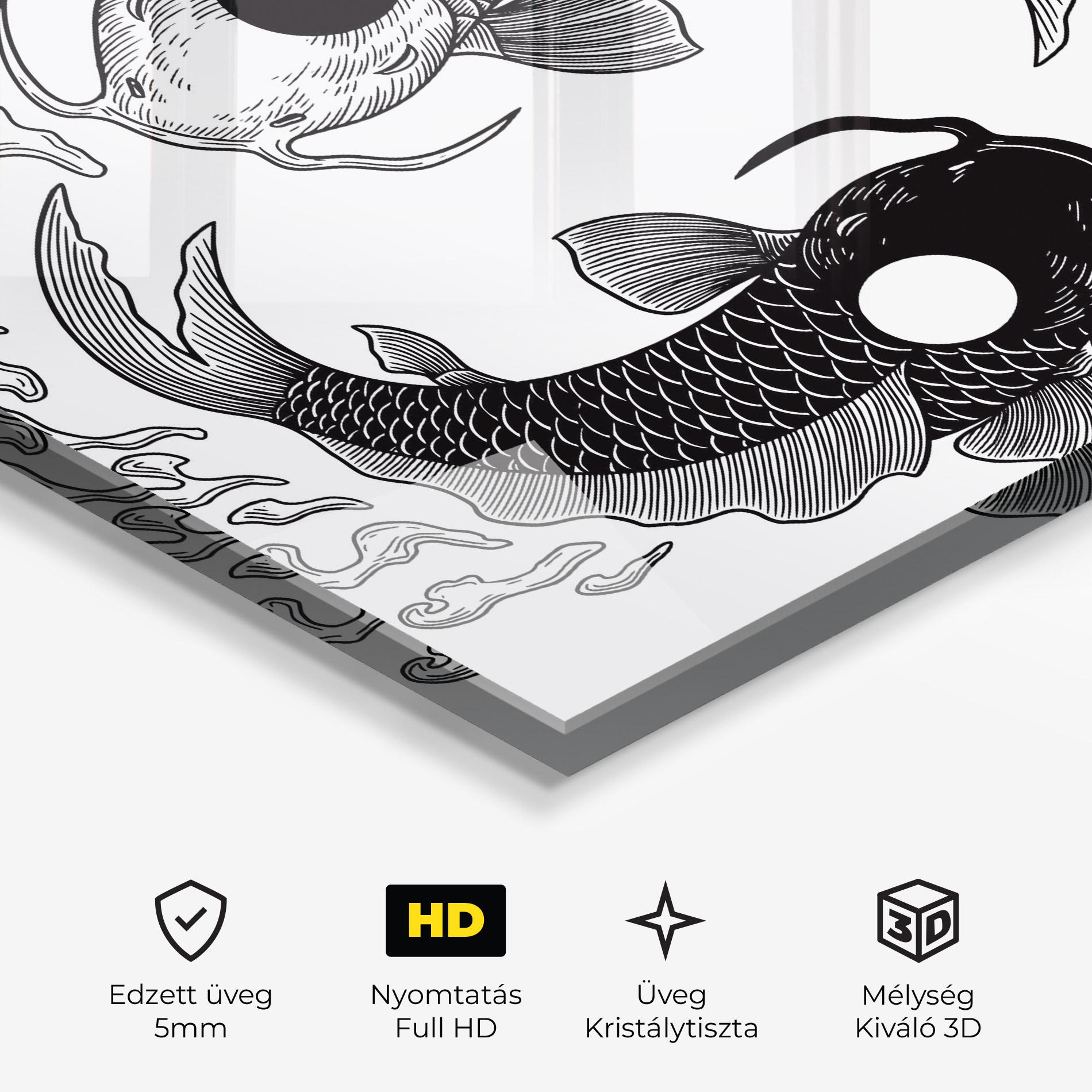 Üvegkép Koi Art Yinyang mockup 3