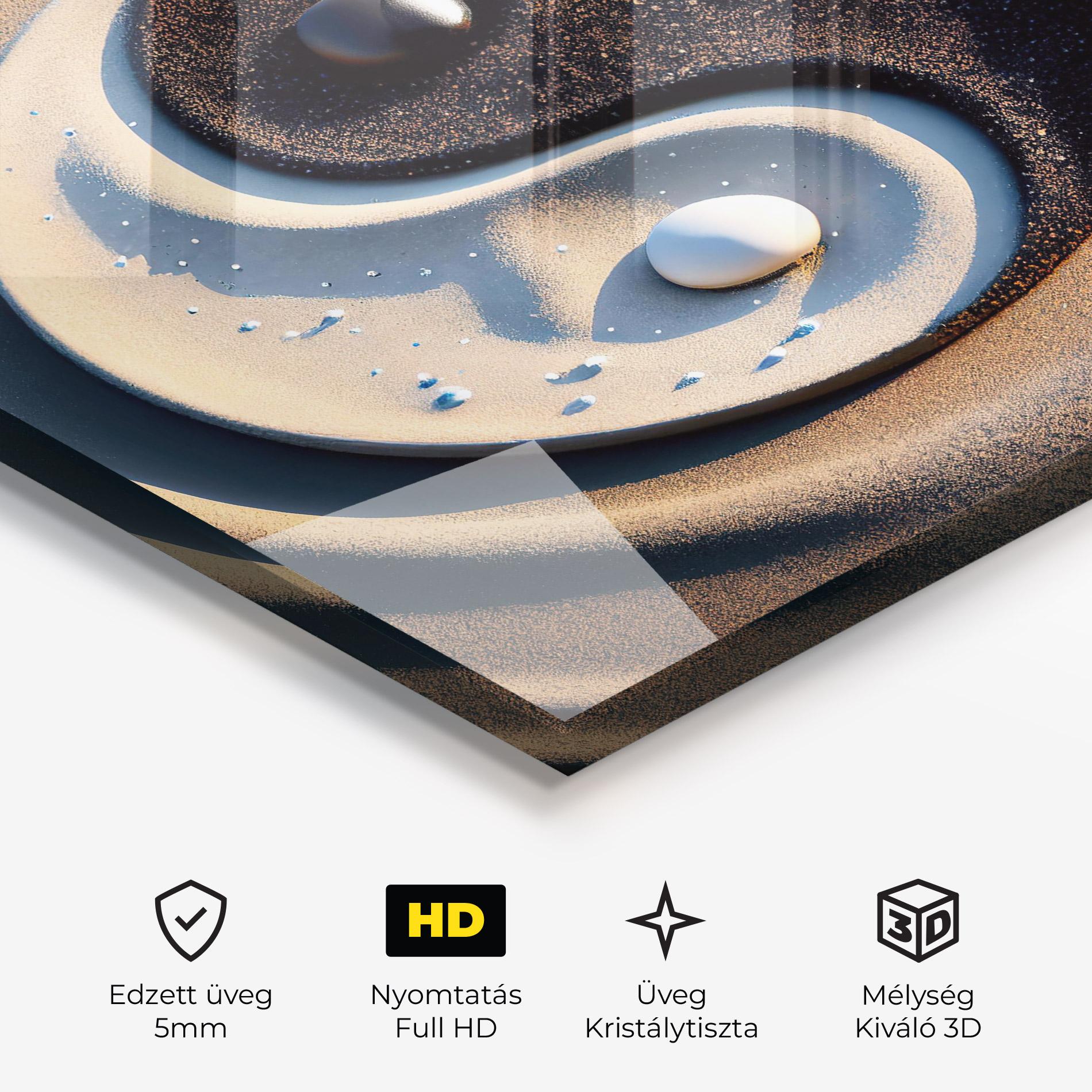 Üvegkép Pretty Sand Yinyang mockup 3