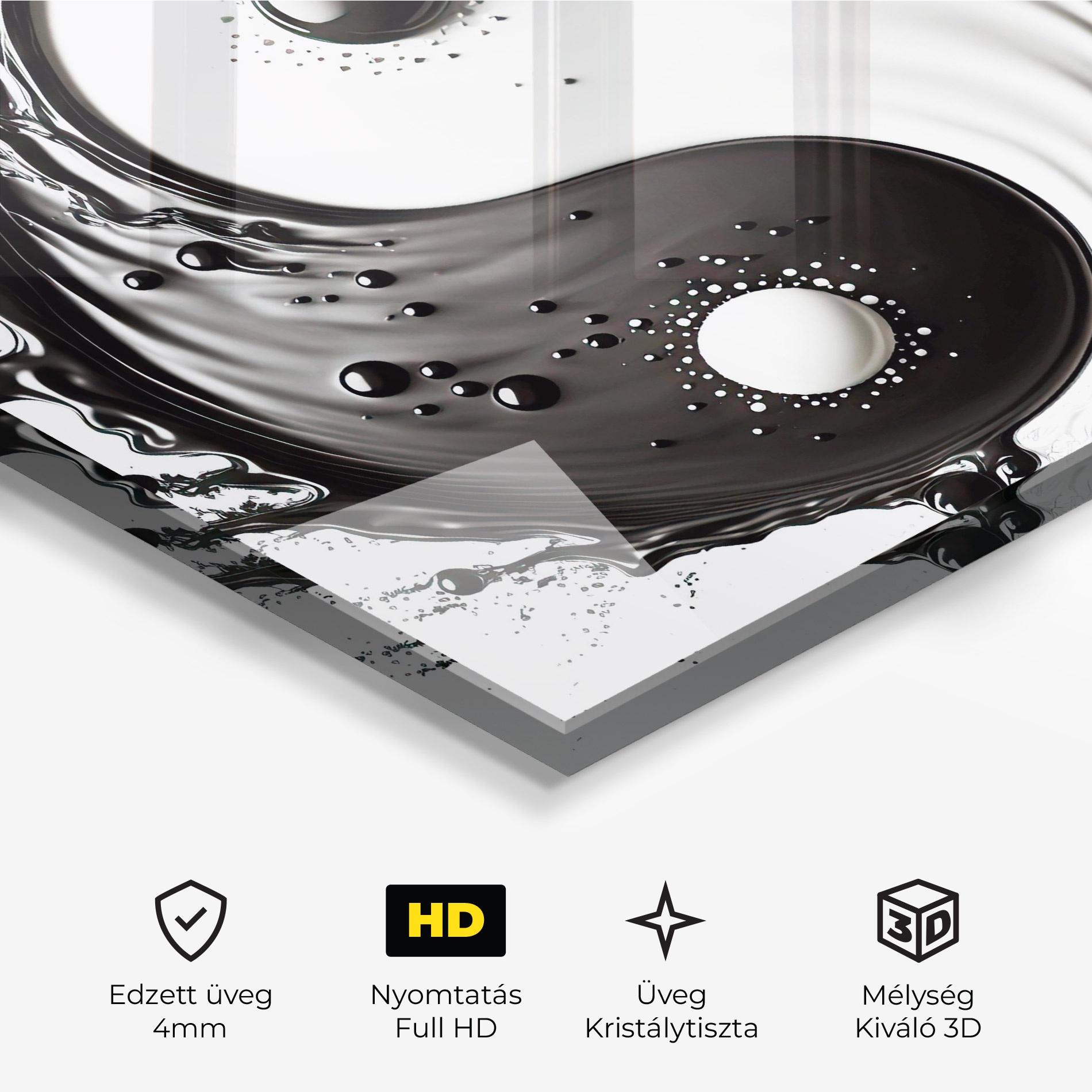 Üvegkép Black Liquid Yinyang mockup 3