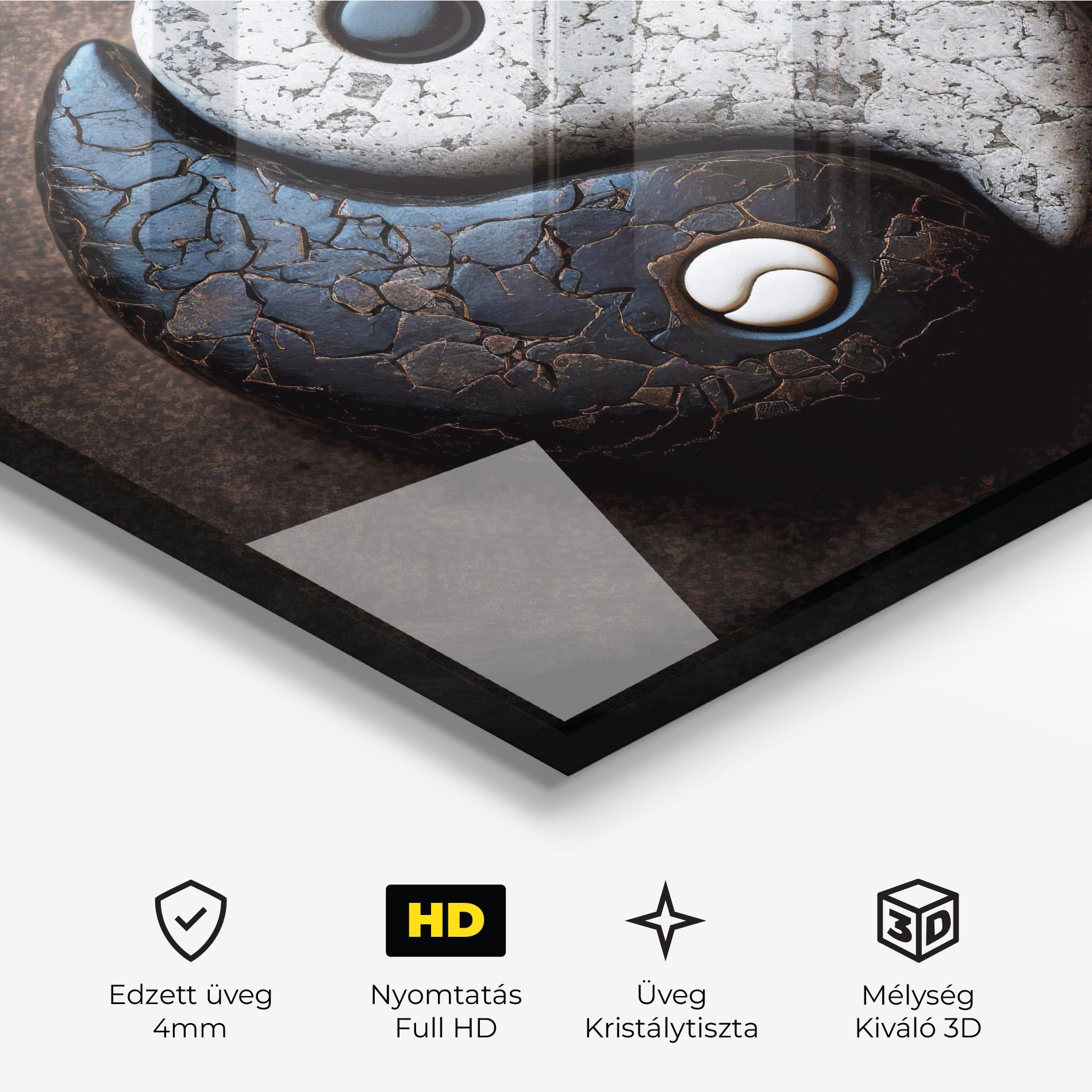 Üvegkép Black Stone Yinyang mockup 3
