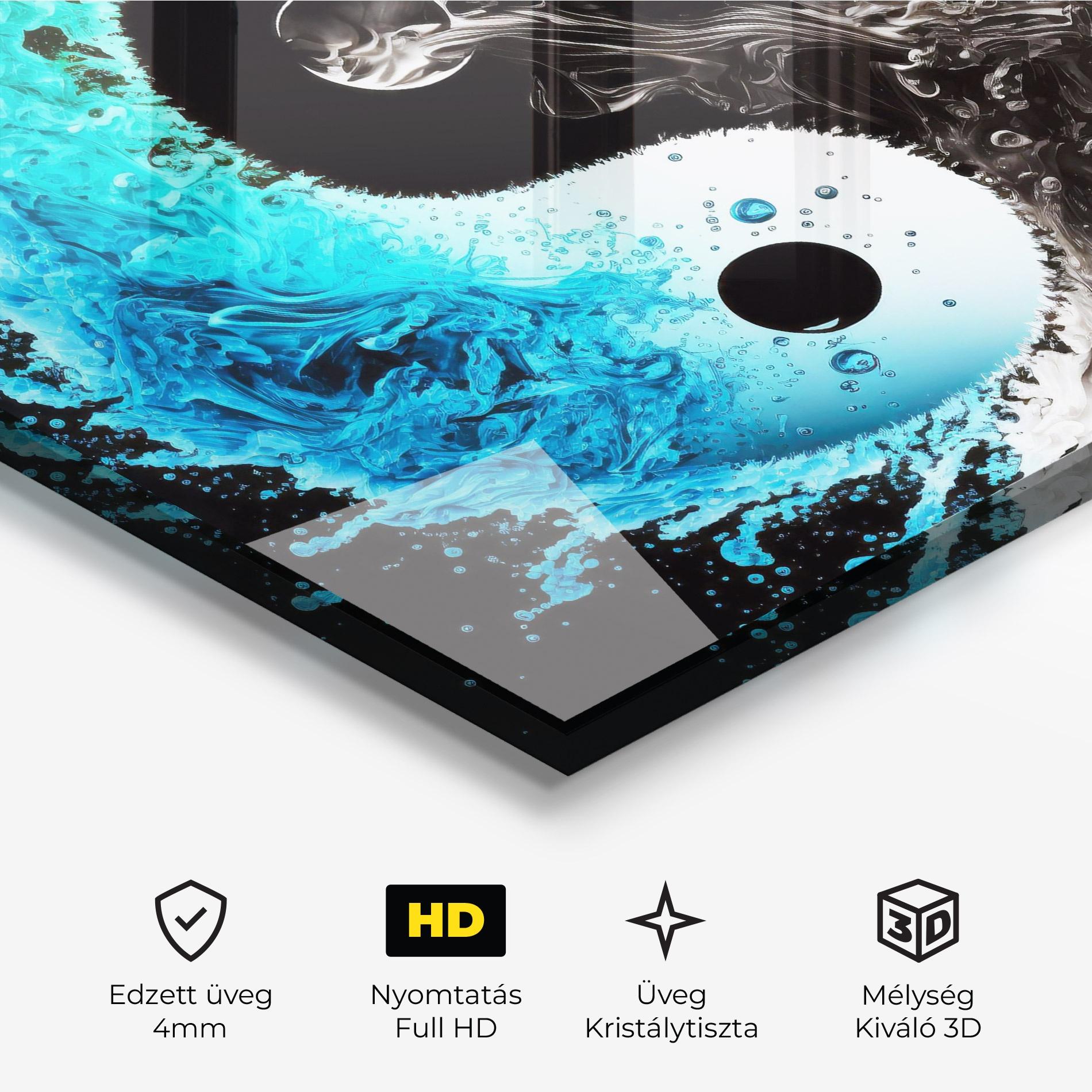 Üvegkép Blue Black Yinyang mockup 3