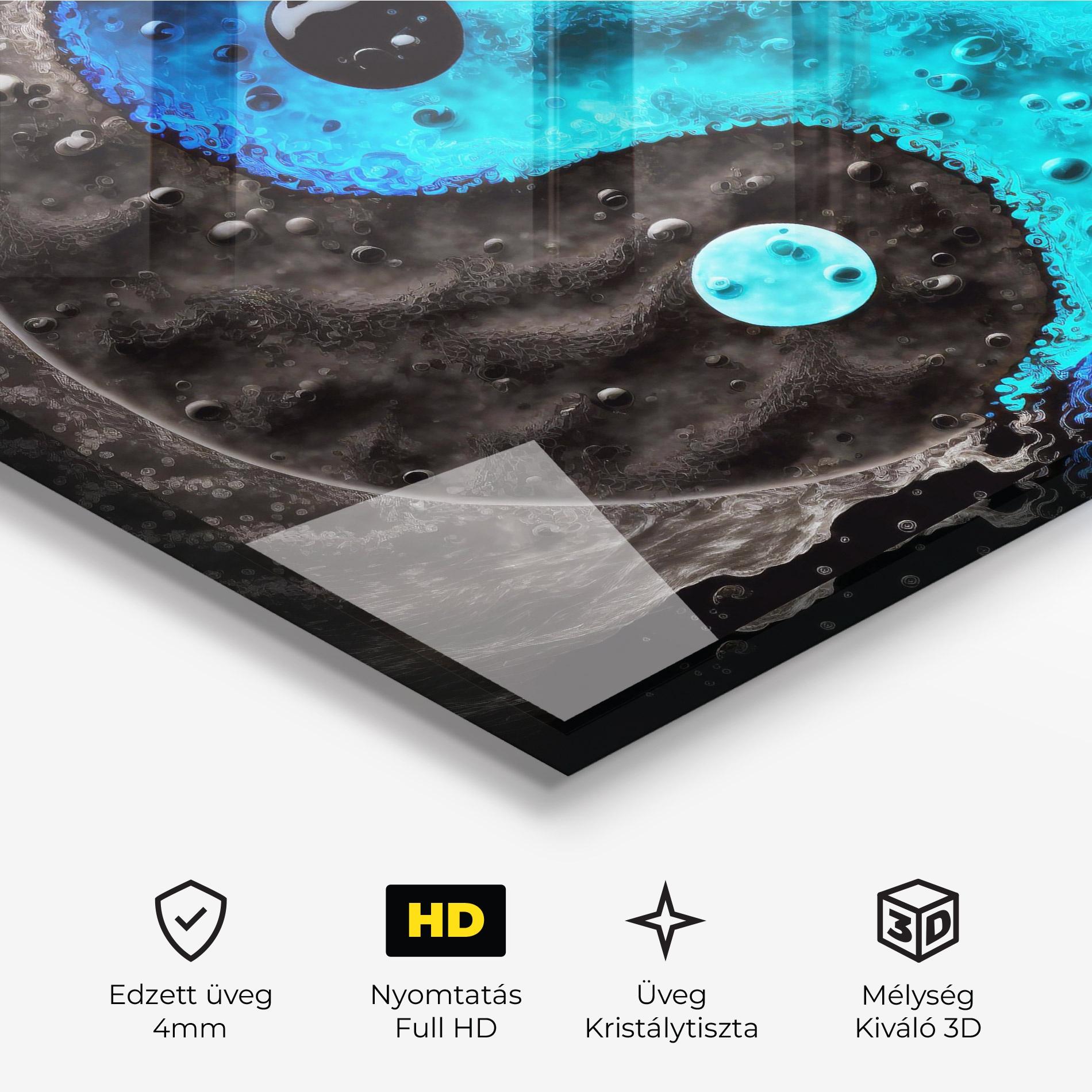 Üvegkép Blue Water Yinyang mockup 3