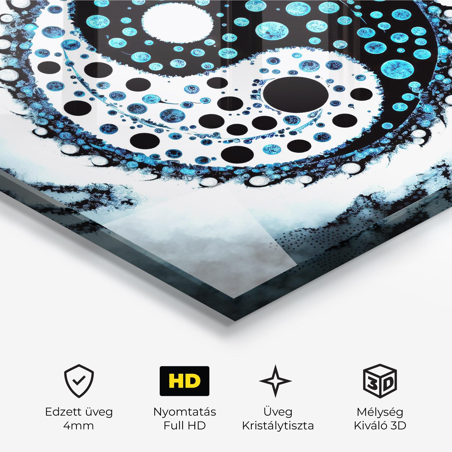 Üvegkép Blue White Yinyang mockup 3