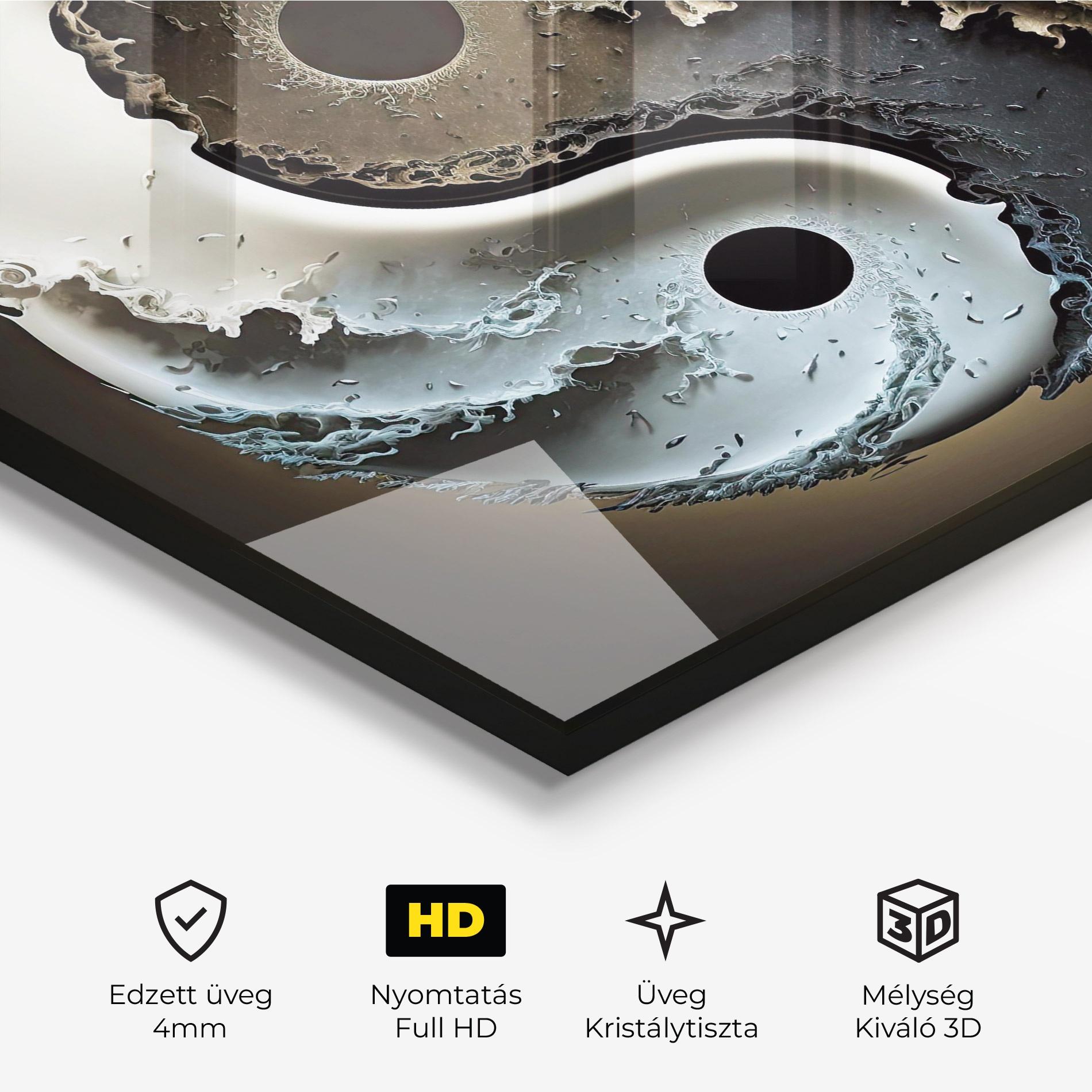 Üvegkép Brown Smoke Yinyang mockup 3