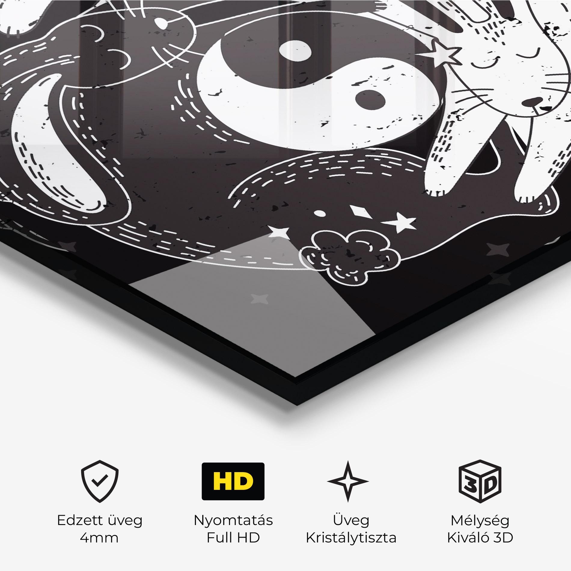 Üvegkép Bunny Yinyang mockup 3