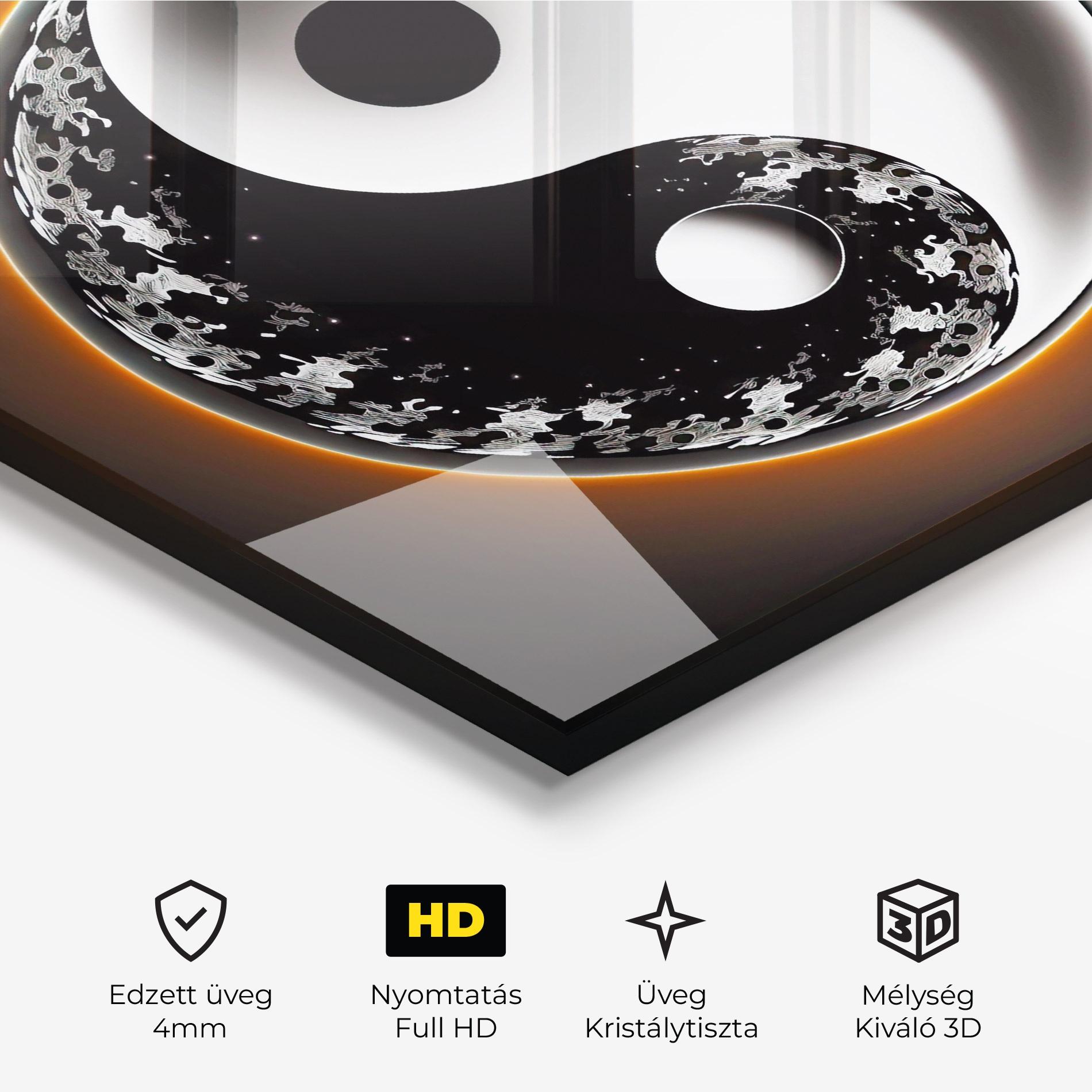 Üvegkép Purple Light Yinyang mockup 3