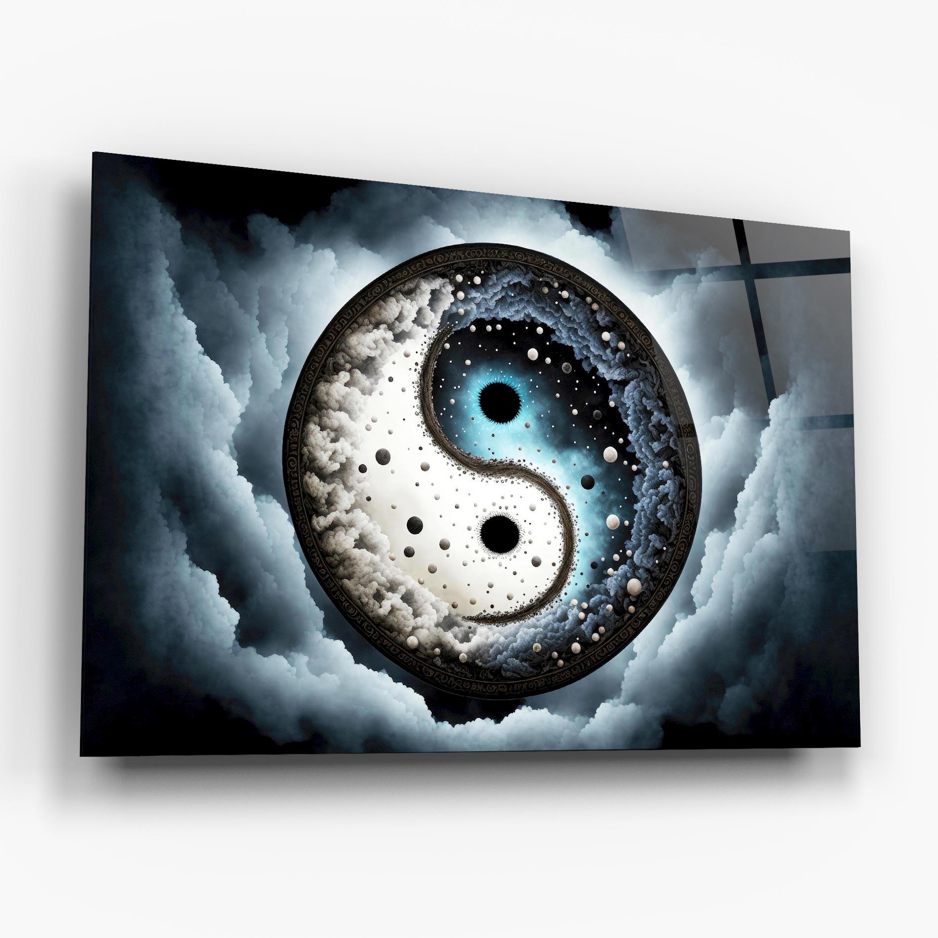 Üvegkép Black Blue Yinyang mockup 6