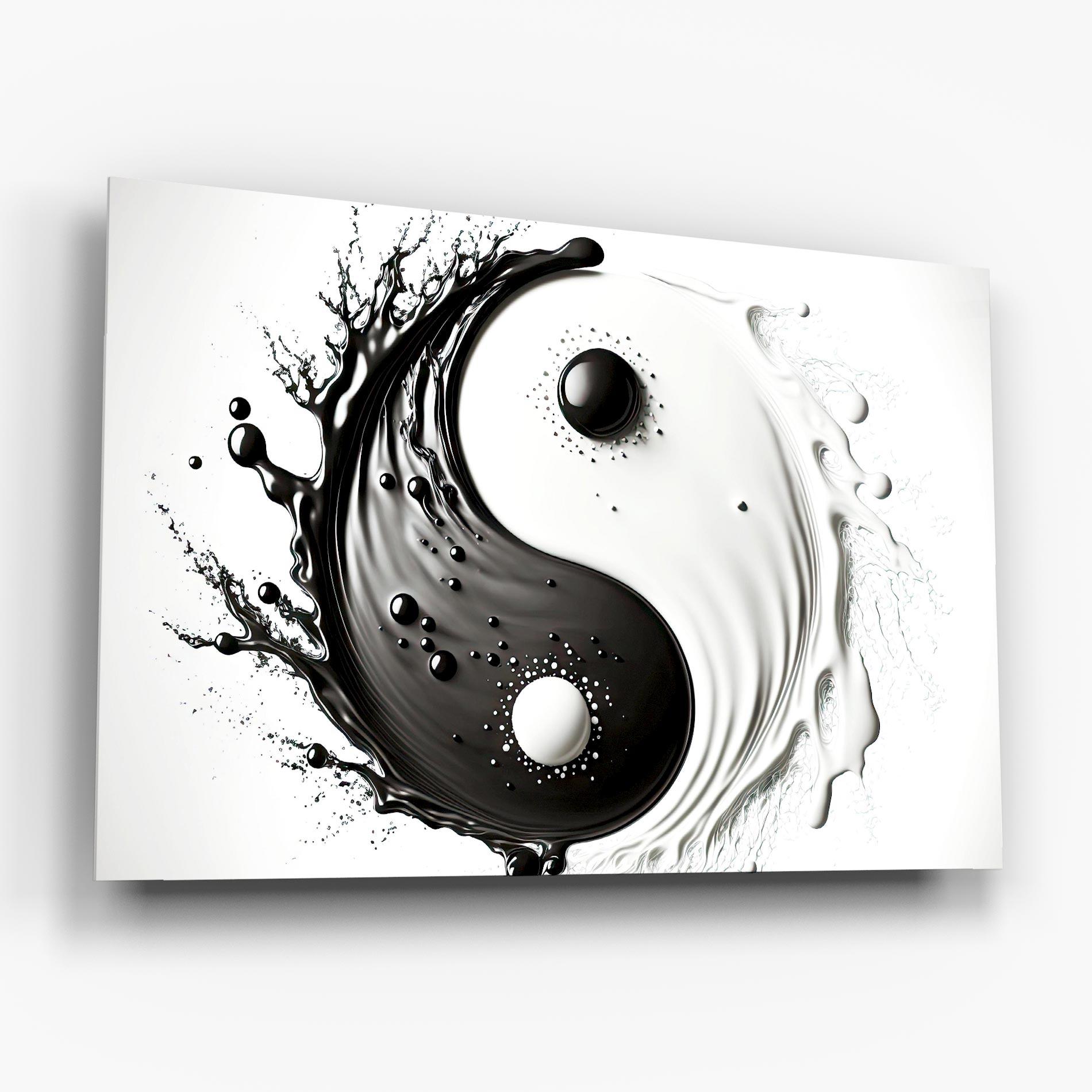Üvegkép Black Liquid Yinyang mockup 6