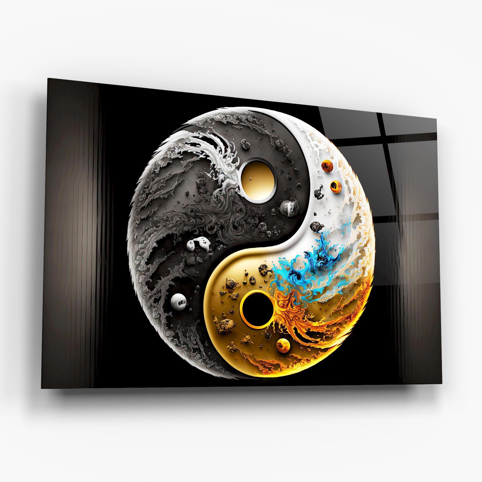 Üvegkép Black Yellow Yinyang mockup 6