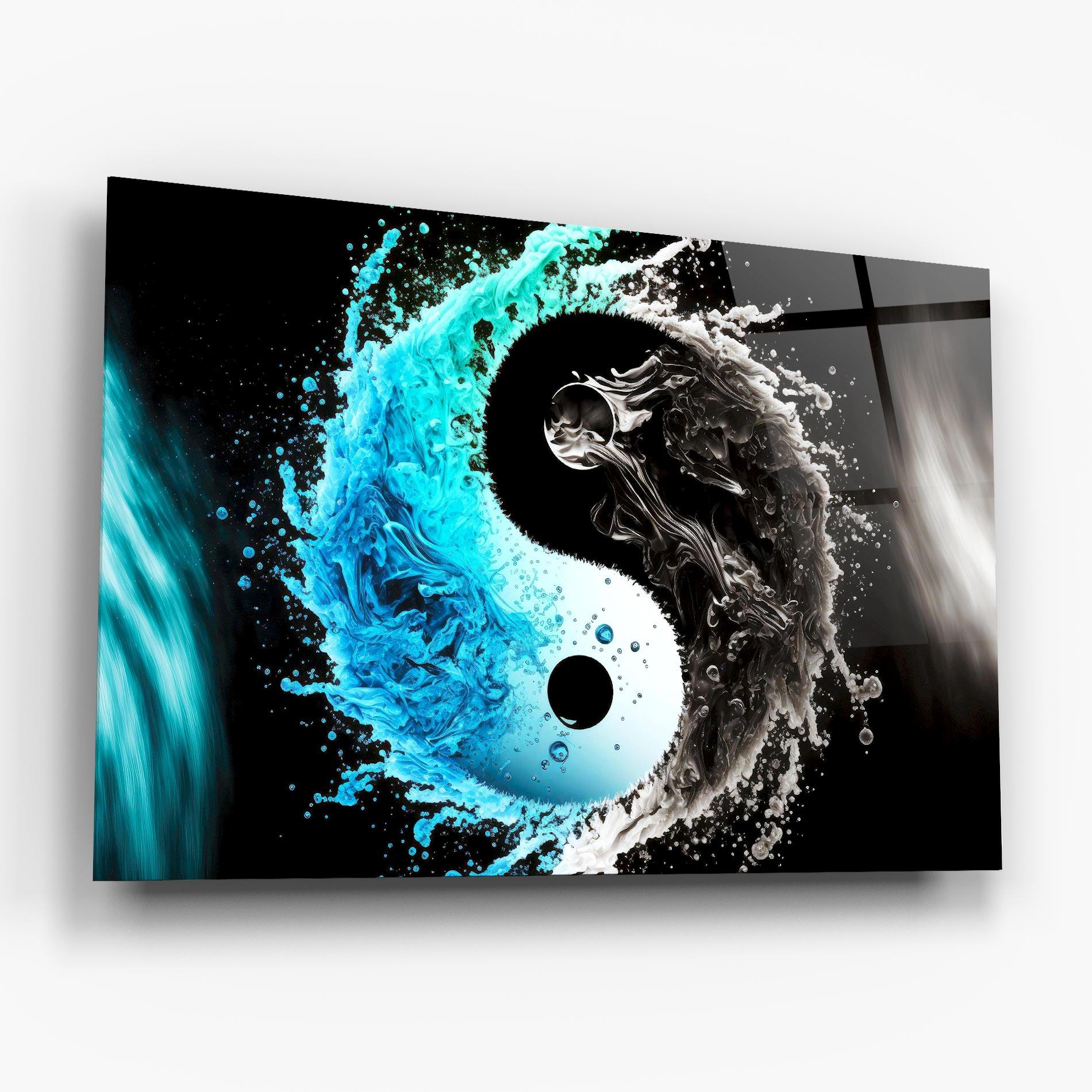 Üvegkép Blue Black Yinyang mockup 6