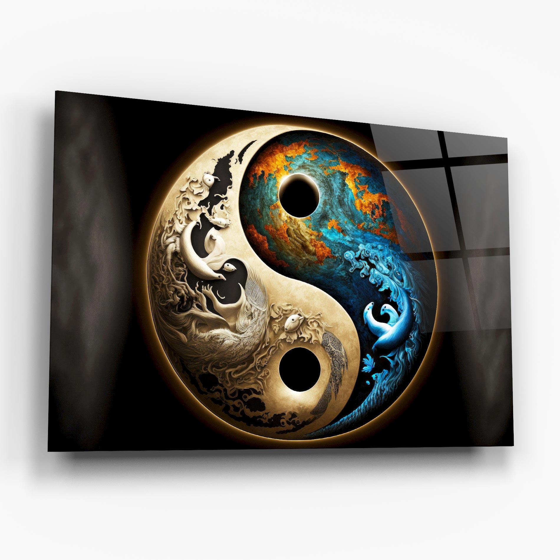 Üvegkép Cream Blue Yinyang mockup 6
