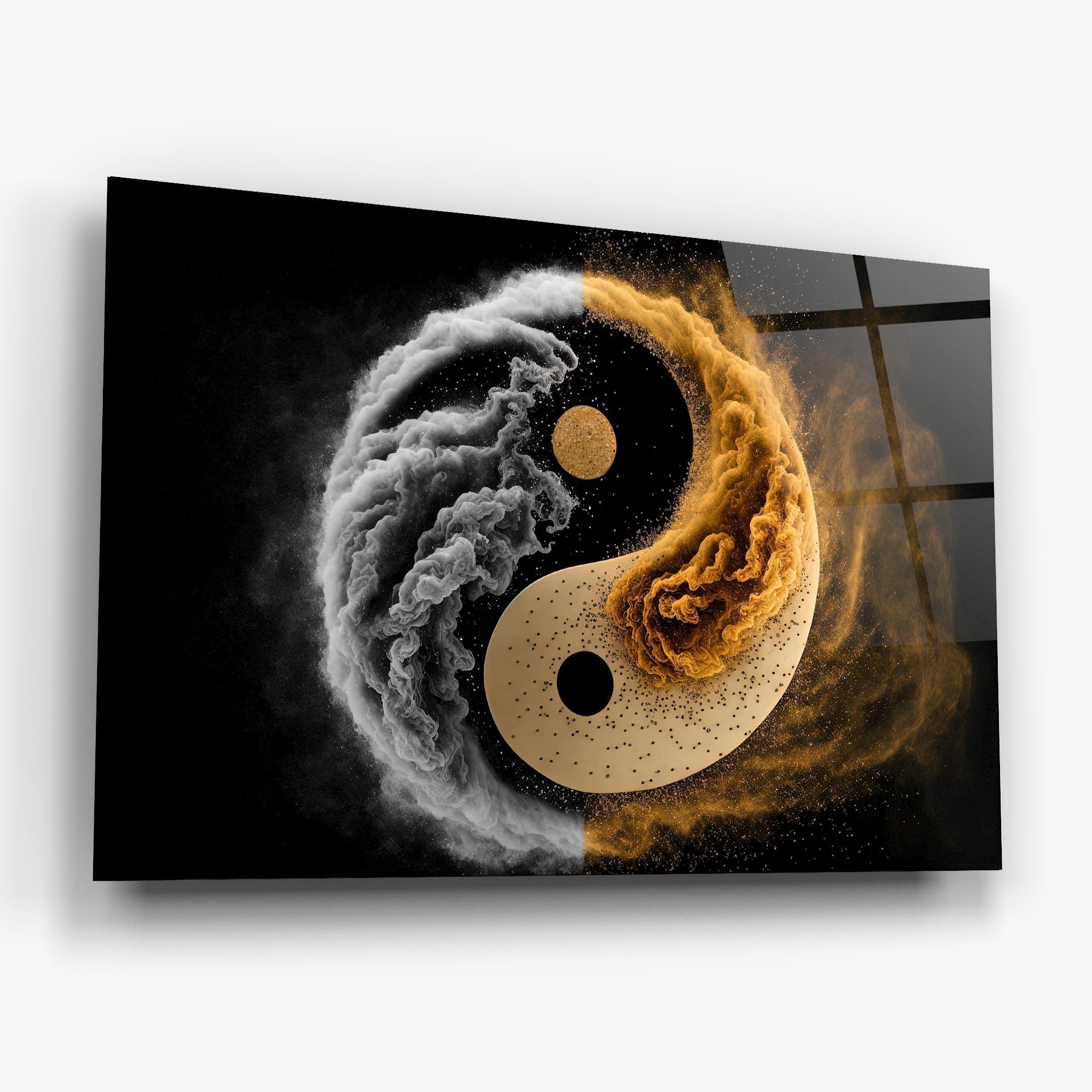 Üvegkép Cream Smoke Yinyang mockup 6