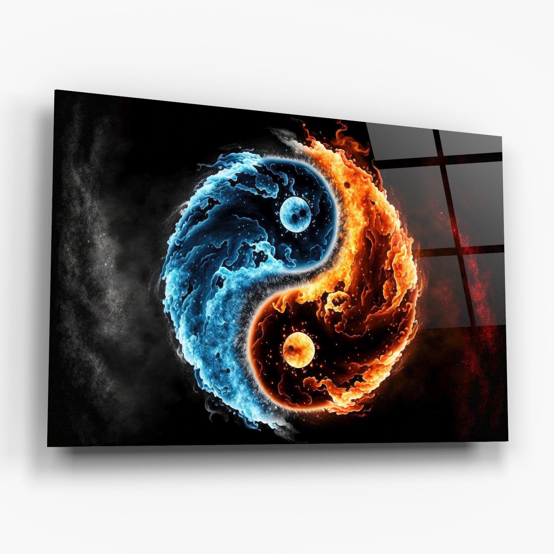 Üvegkép Fire Water Yinyang mockup 6
