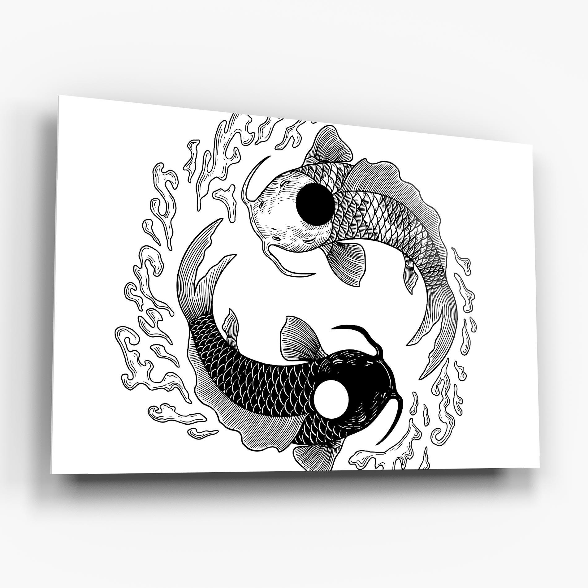 Üvegkép Koi Art Yinyang mockup 6