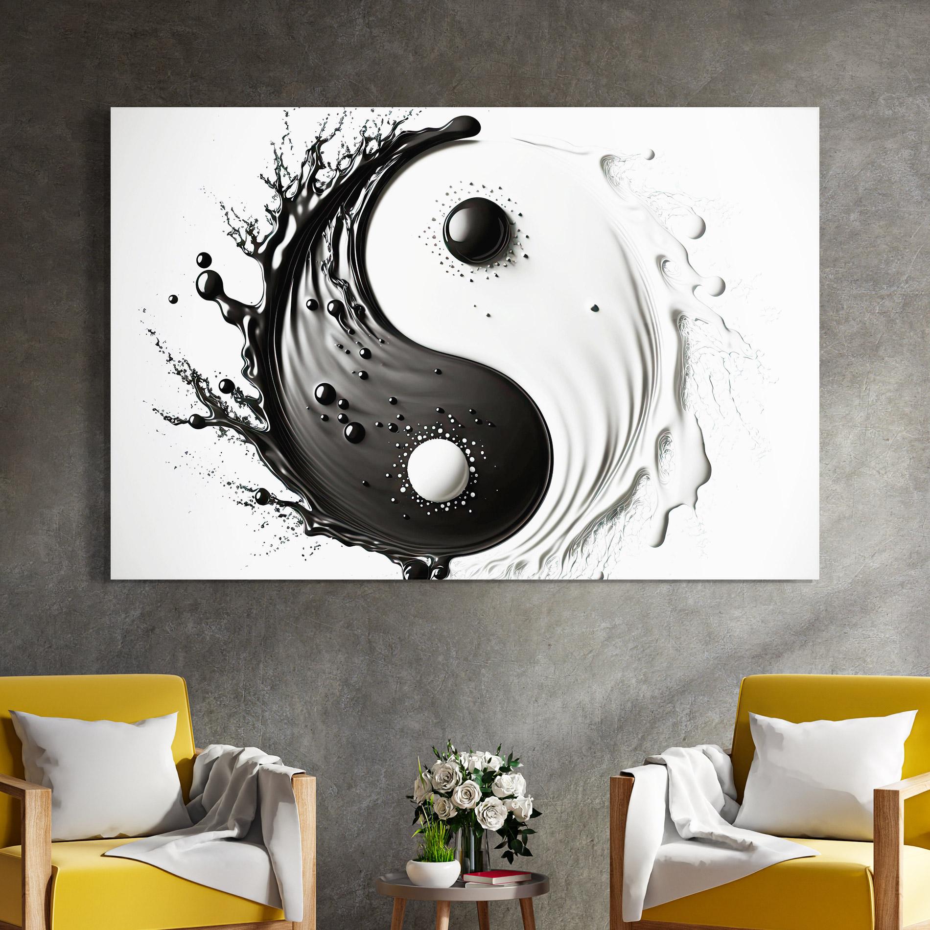 Üvegkép Black Liquid Yinyang mockup 4