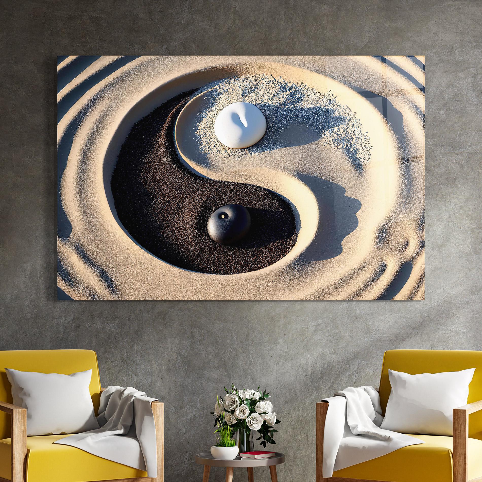 Üvegkép Black Sand Yinyang mockup 4