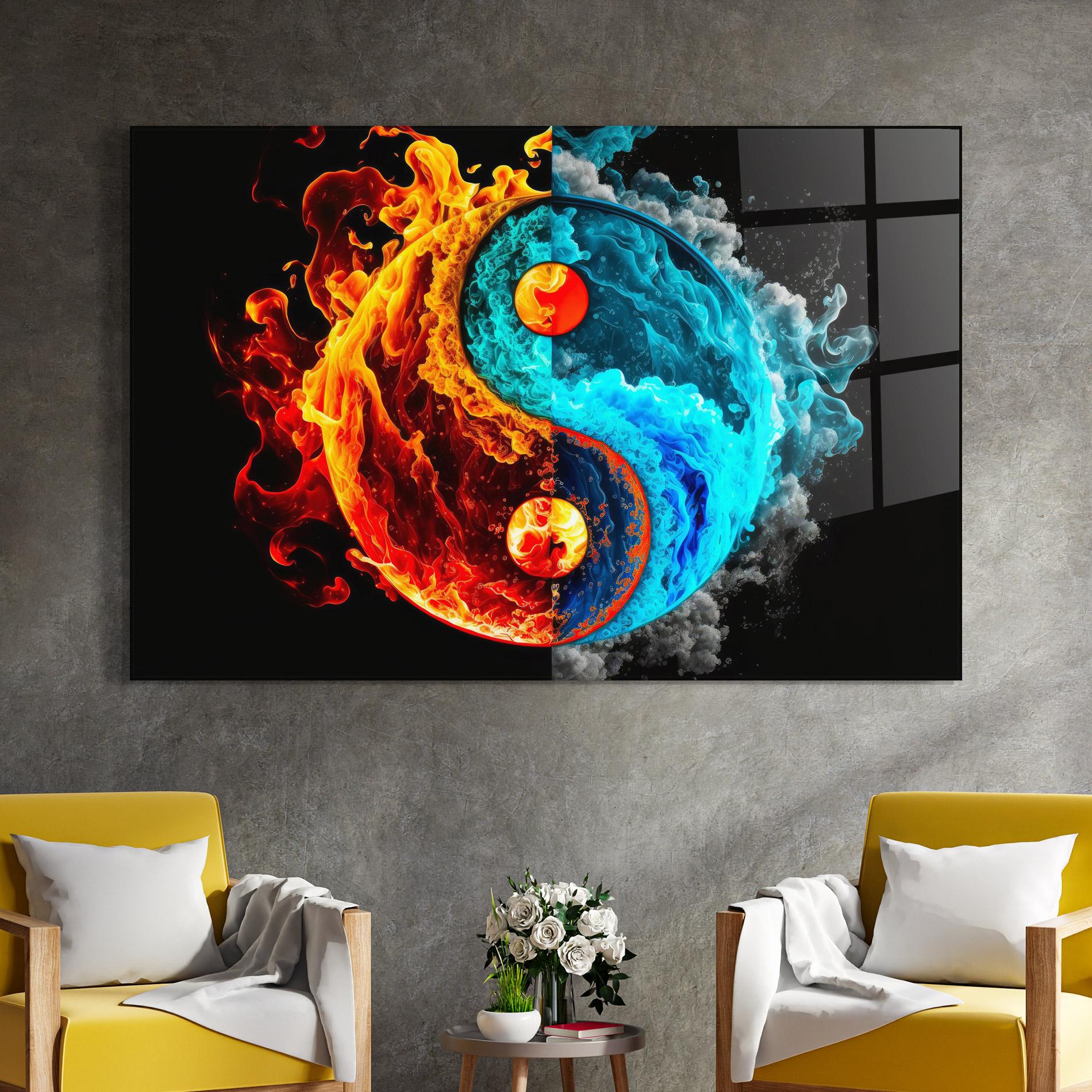 Üvegkép Blue Smoke Yinyang mockup 4