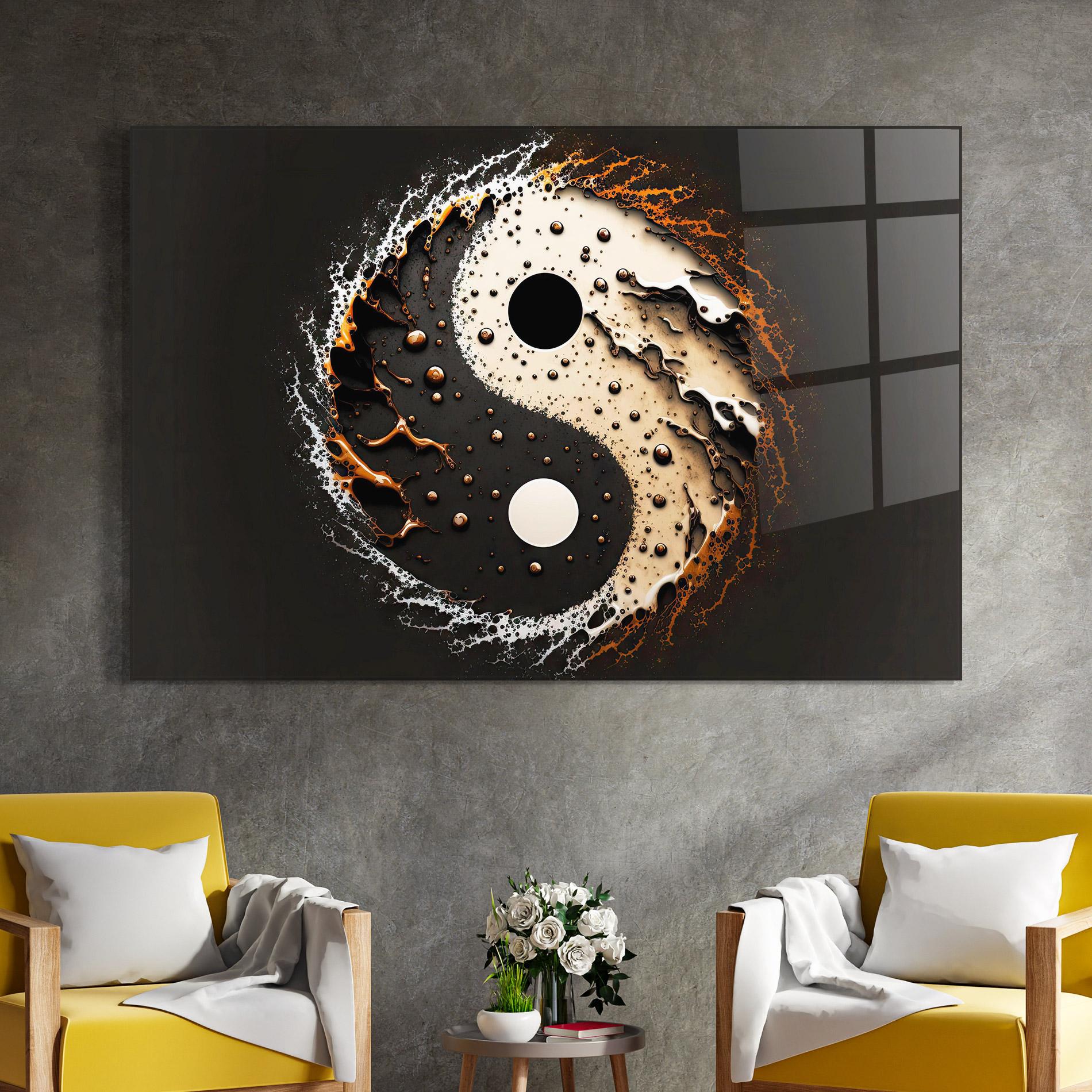 Üvegkép Brown Liquid Yinyang mockup 4