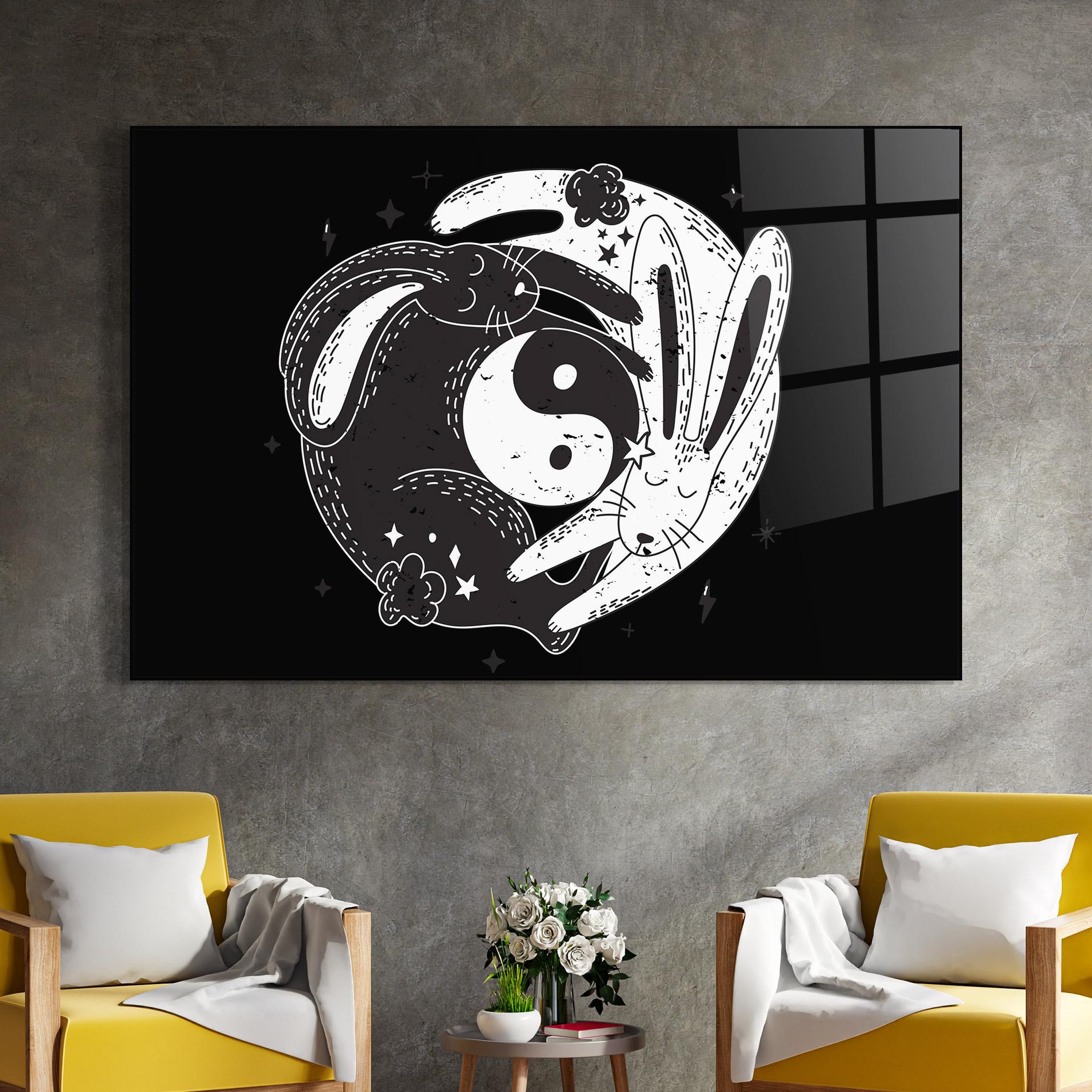 Üvegkép Bunny Yinyang mockup 4