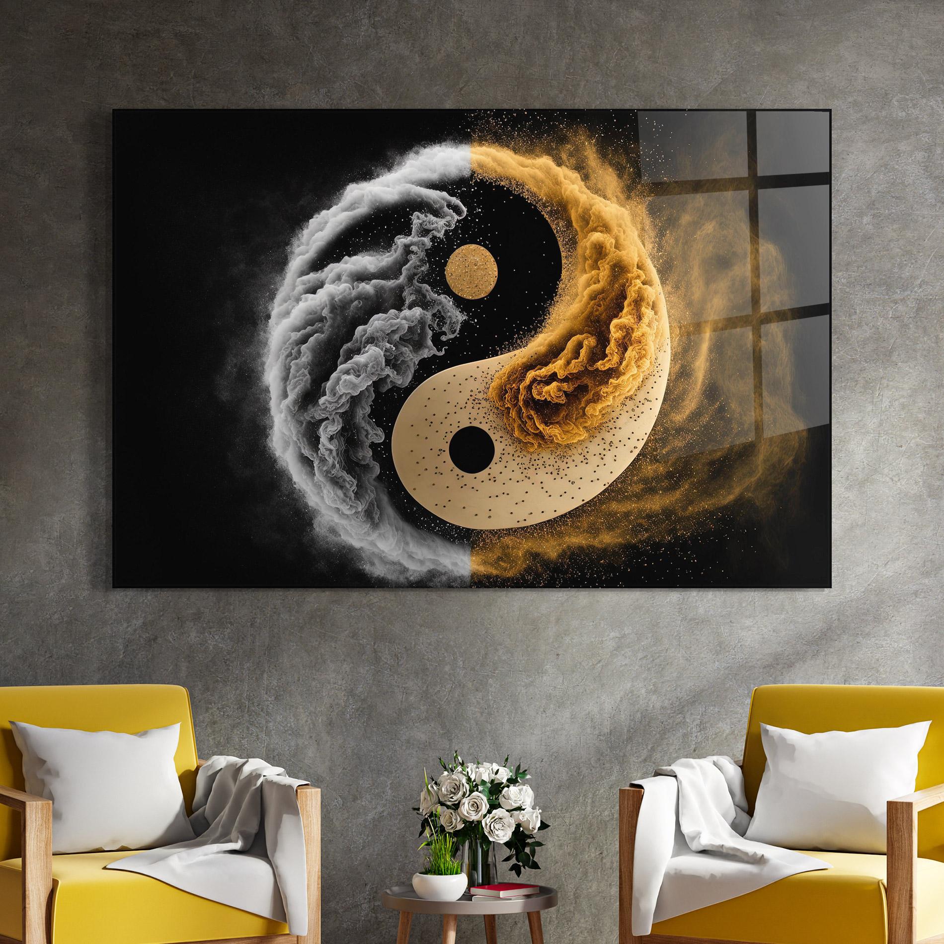Üvegkép Cream Smoke Yinyang mockup 4