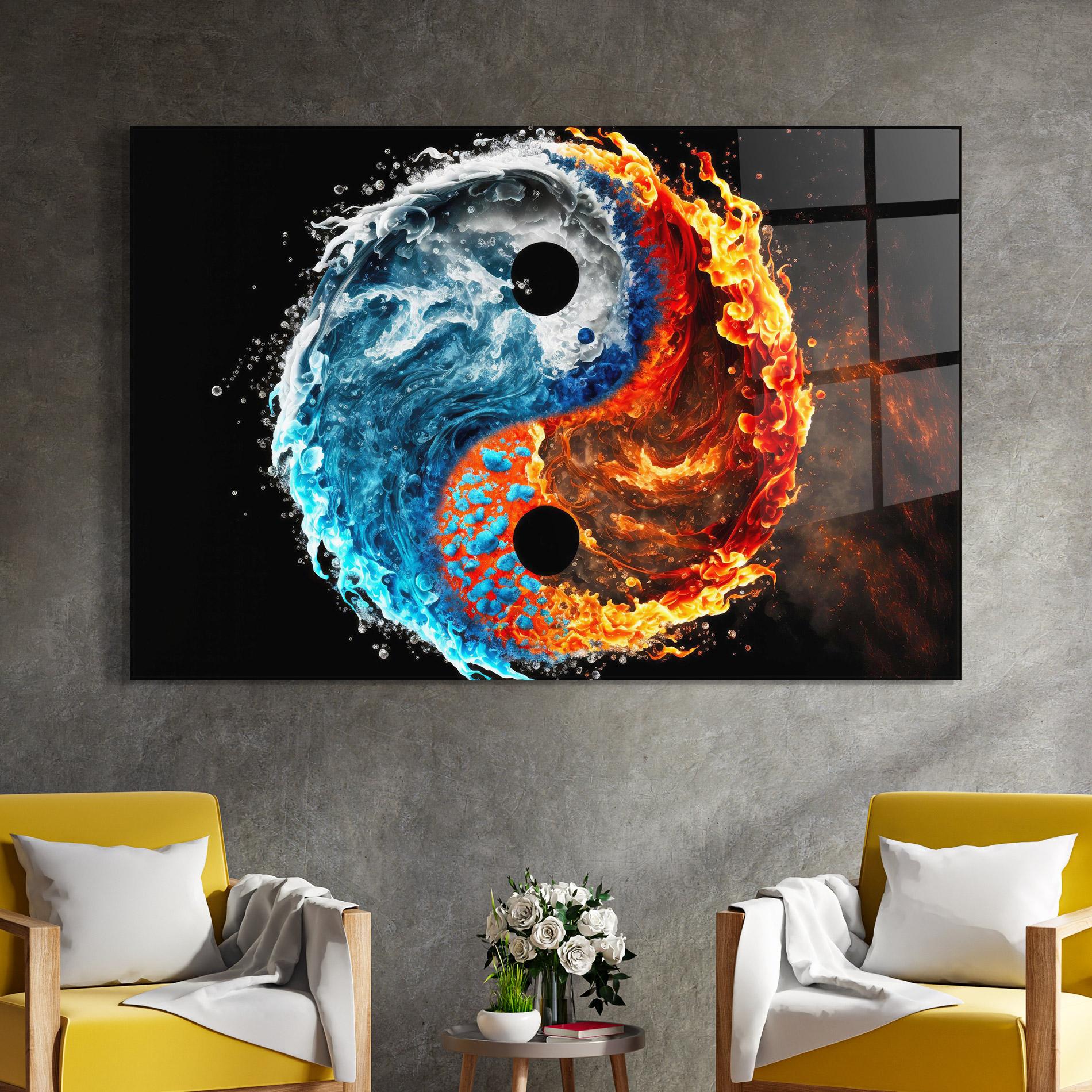 Üvegkép Fire Water Yin Yang mockup 4