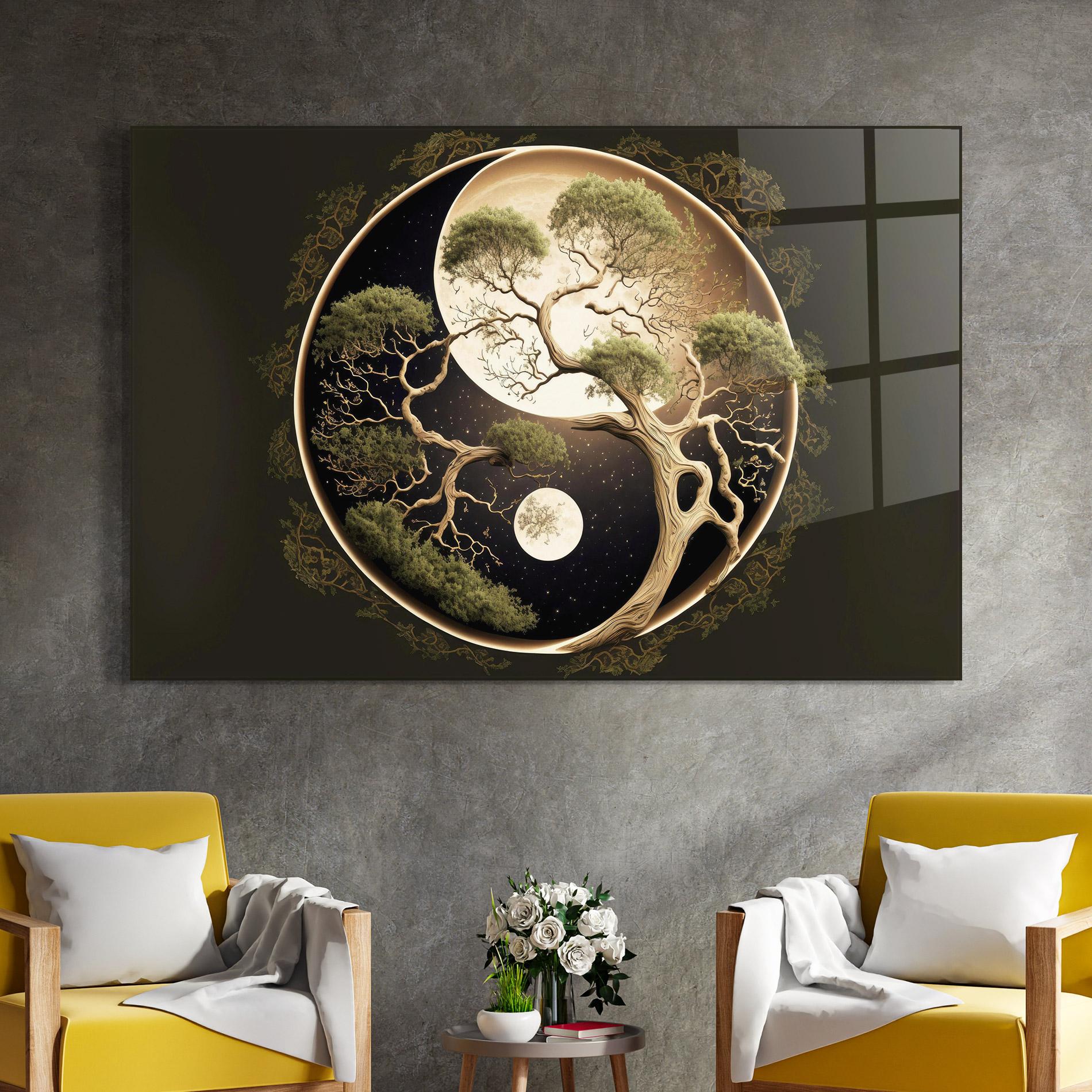 Üvegkép Green Tree Yinyang mockup 4
