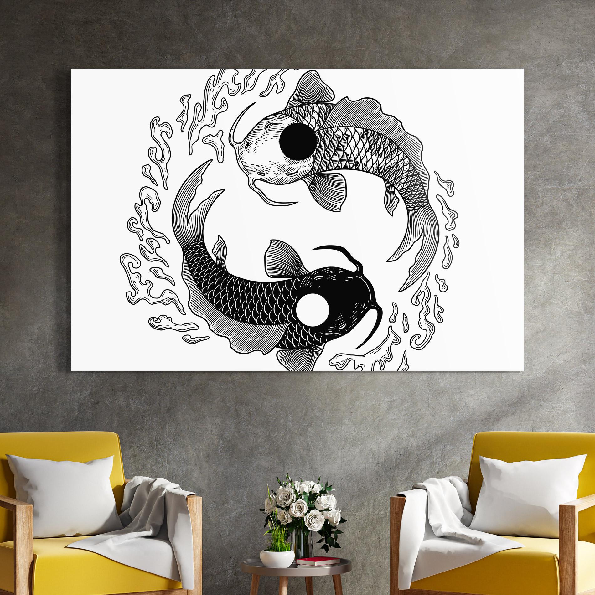 Üvegkép Koi Art Yinyang mockup 4