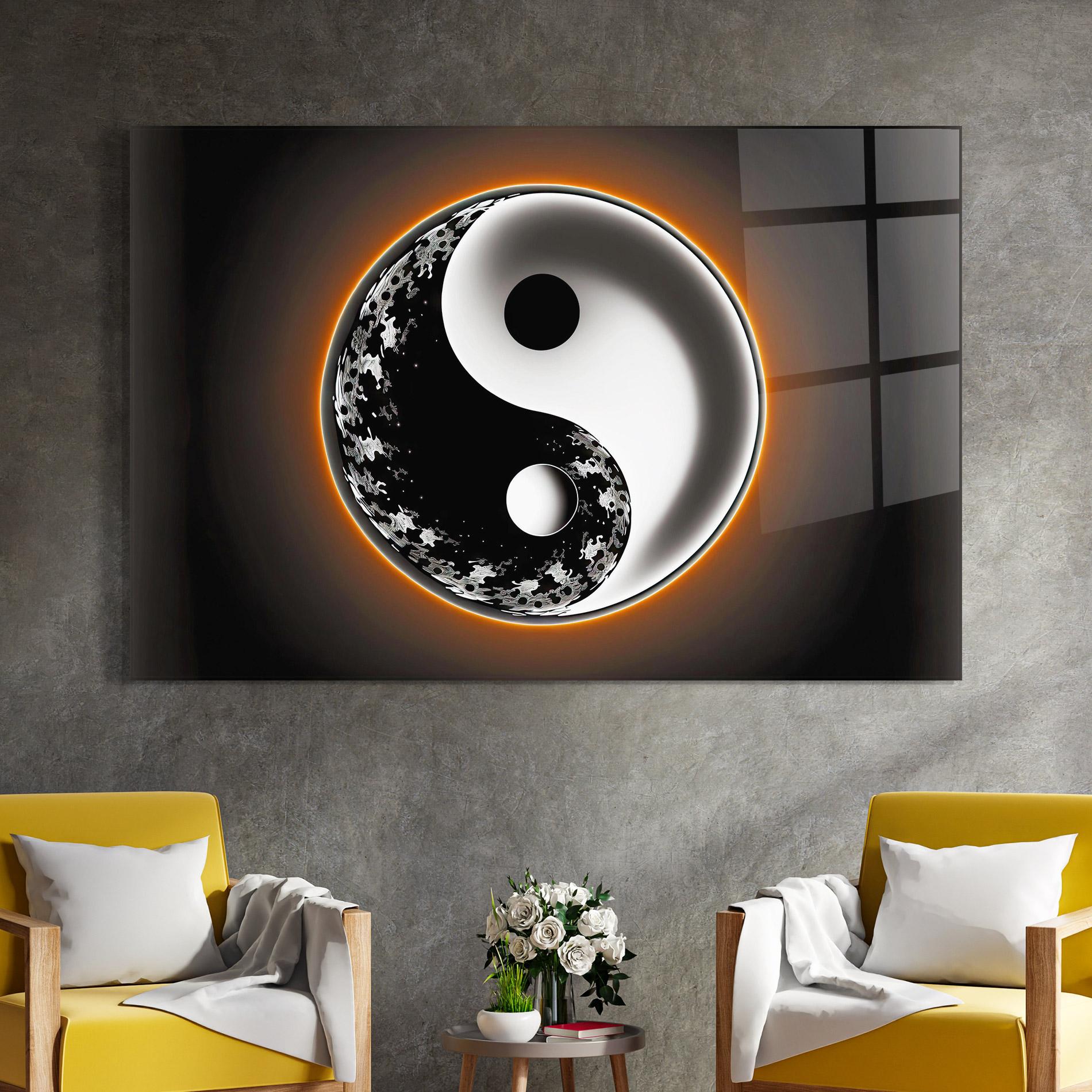 Üvegkép Purple Light Yinyang mockup 4
