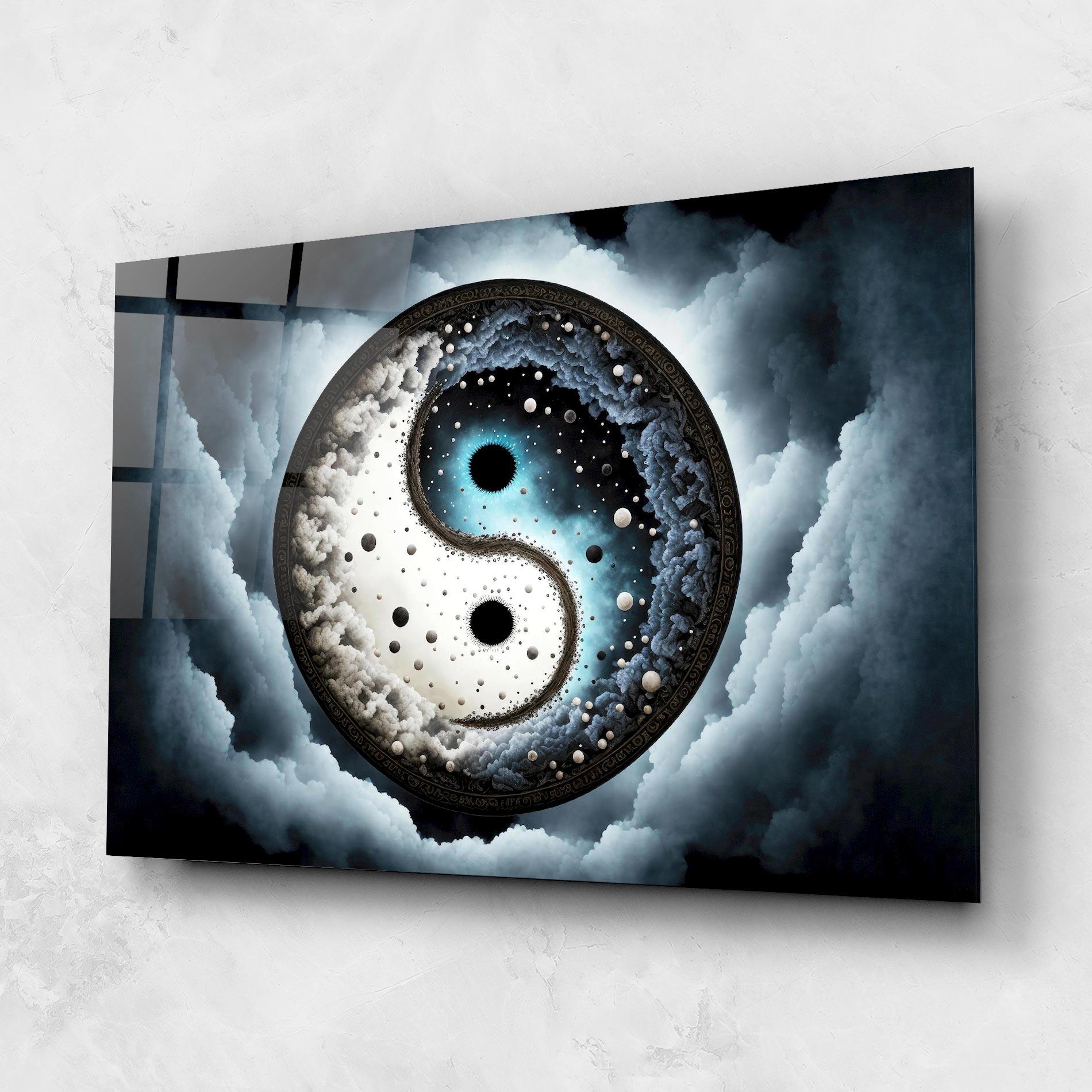 Üvegkép Black Blue Yinyang mockup 1