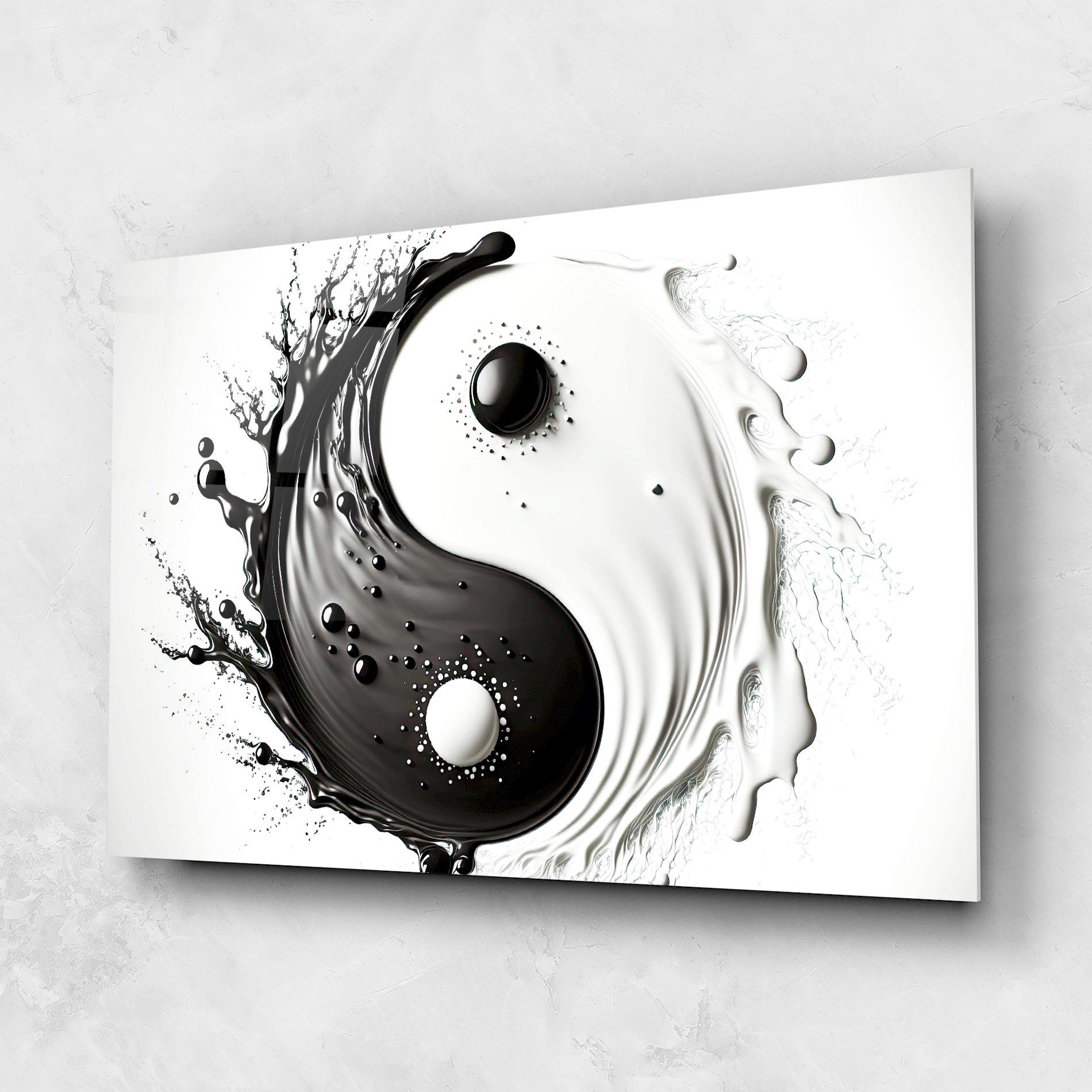 Üvegkép Black Liquid Yinyang mockup 1