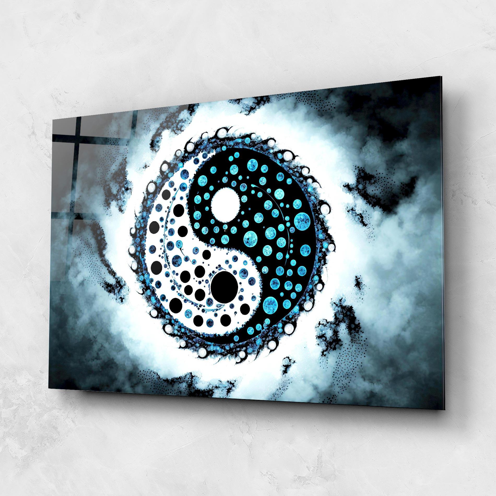 Üvegkép Blue White Yinyang mockup 1