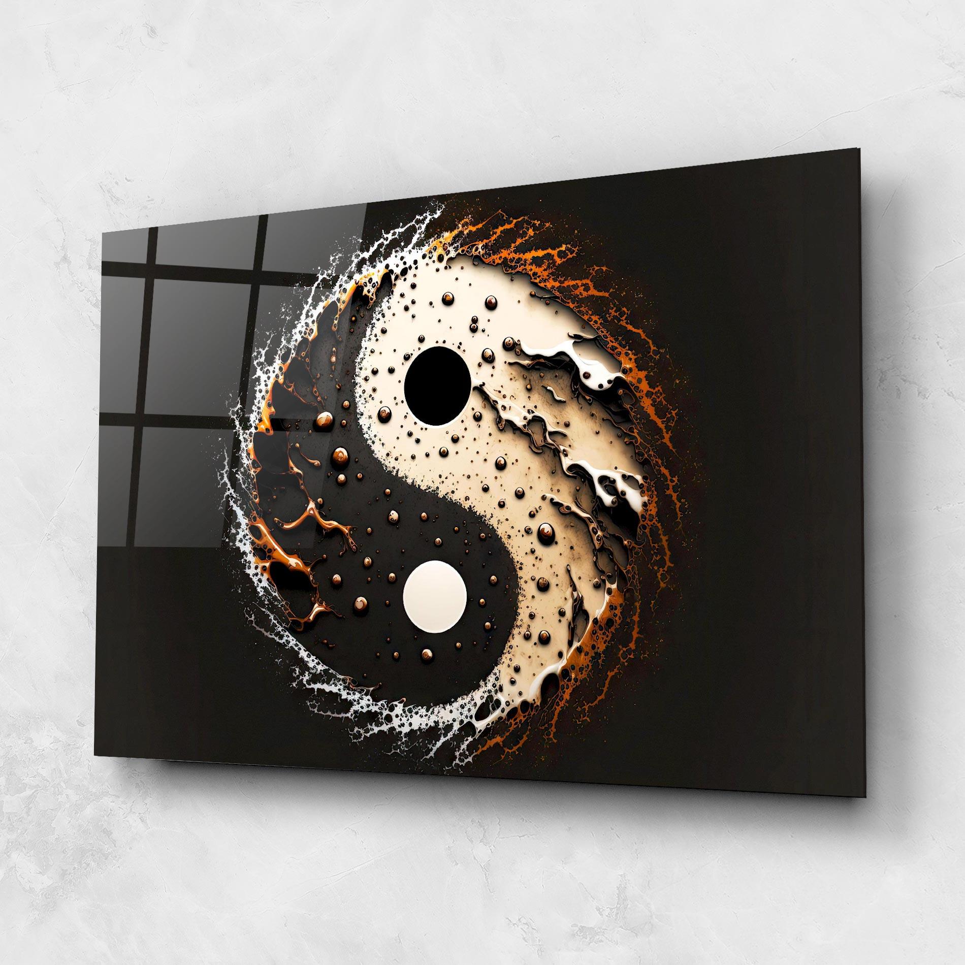 Üvegkép Brown Liquid Yinyang mockup 1
