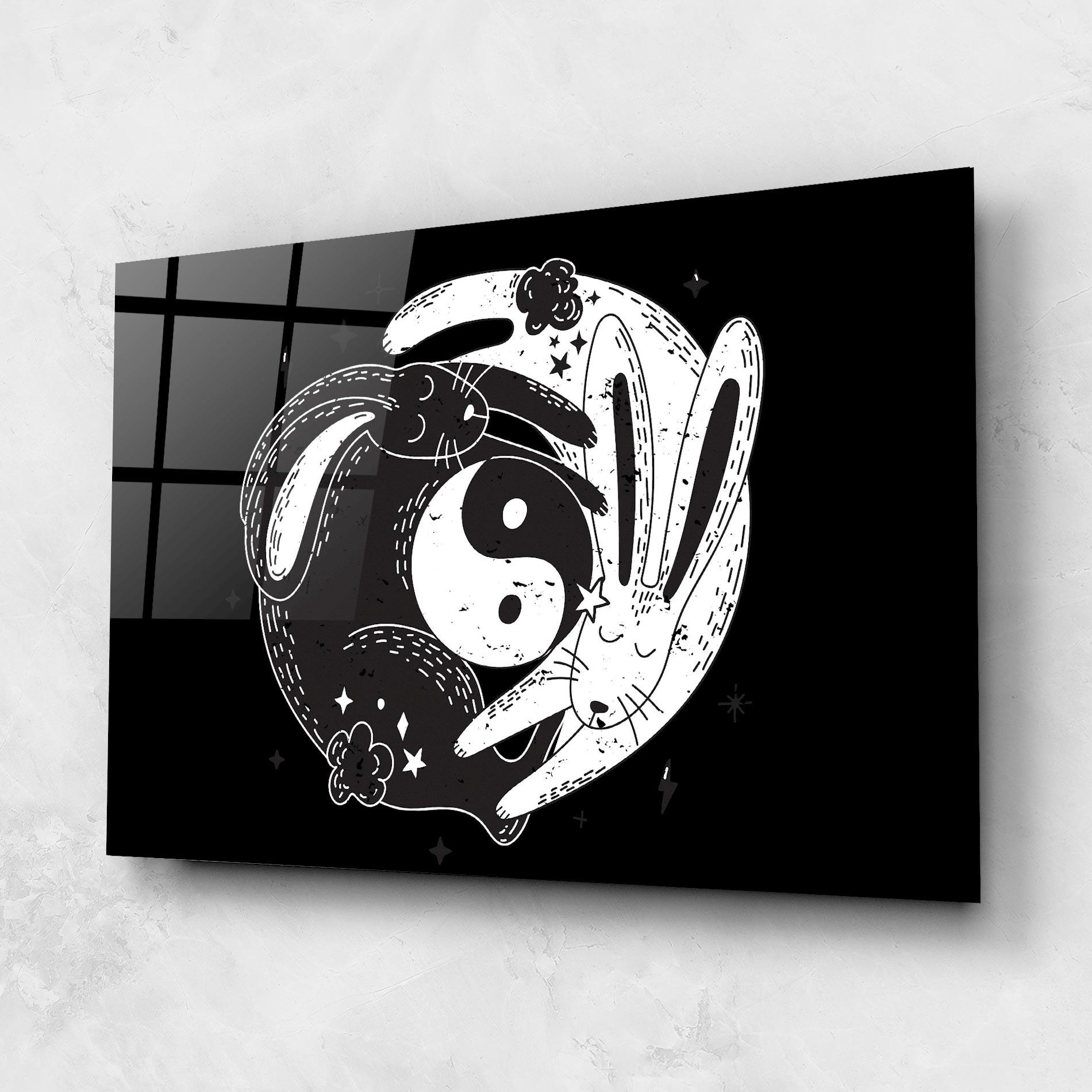 Üvegkép Bunny Yinyang mockup 1