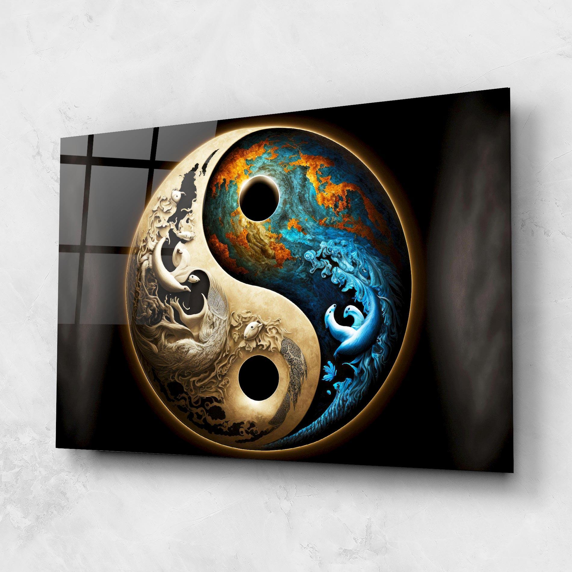Üvegkép Cream Blue Yinyang mockup 1