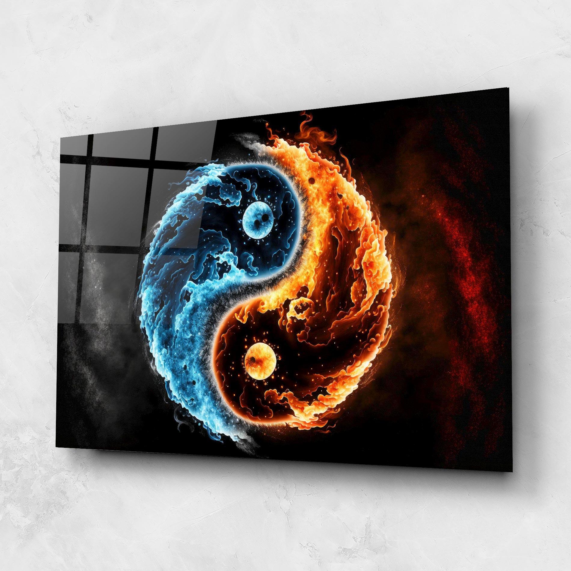 Üvegkép Fire Water Yinyang mockup 1