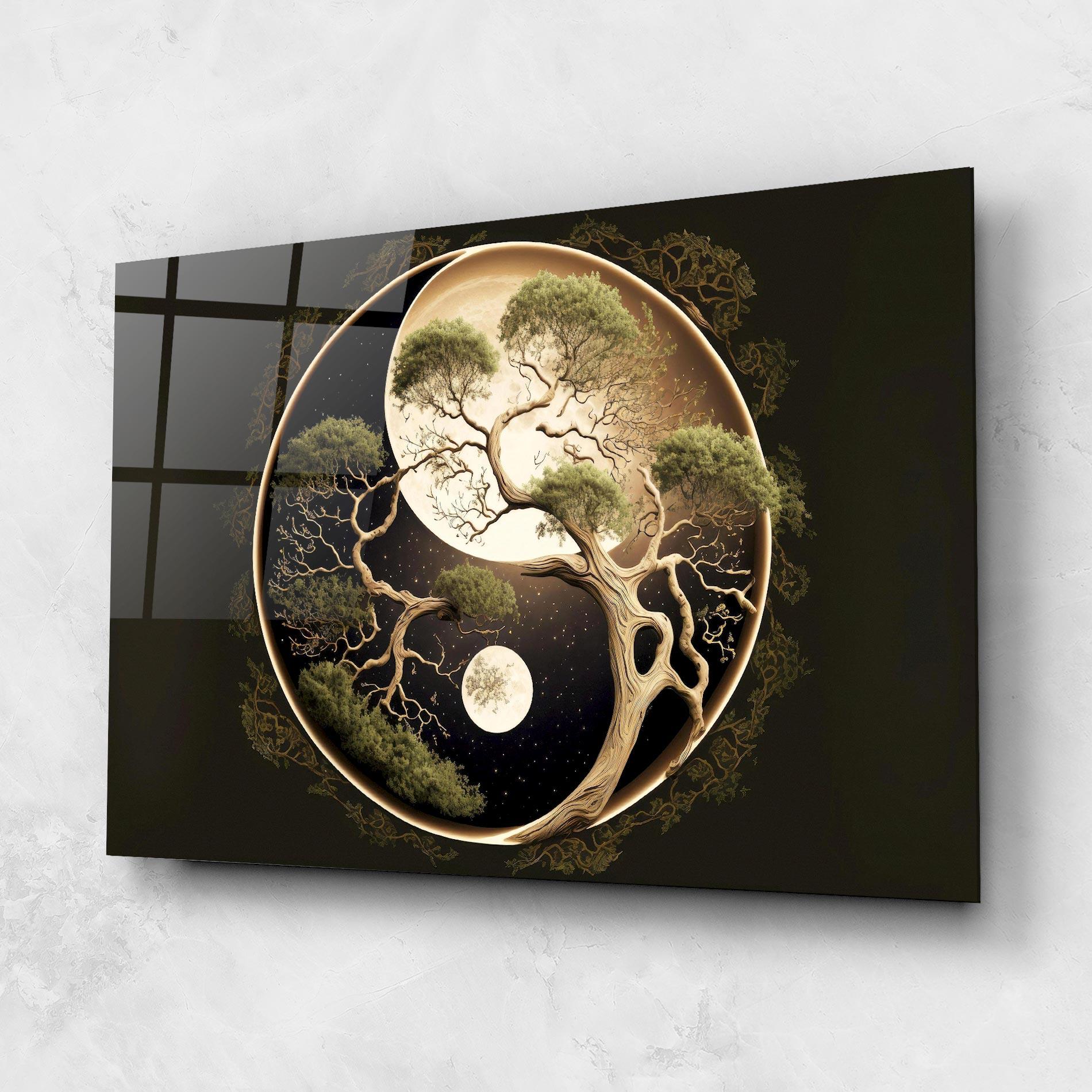 Üvegkép Green Tree Yinyang mockup 1