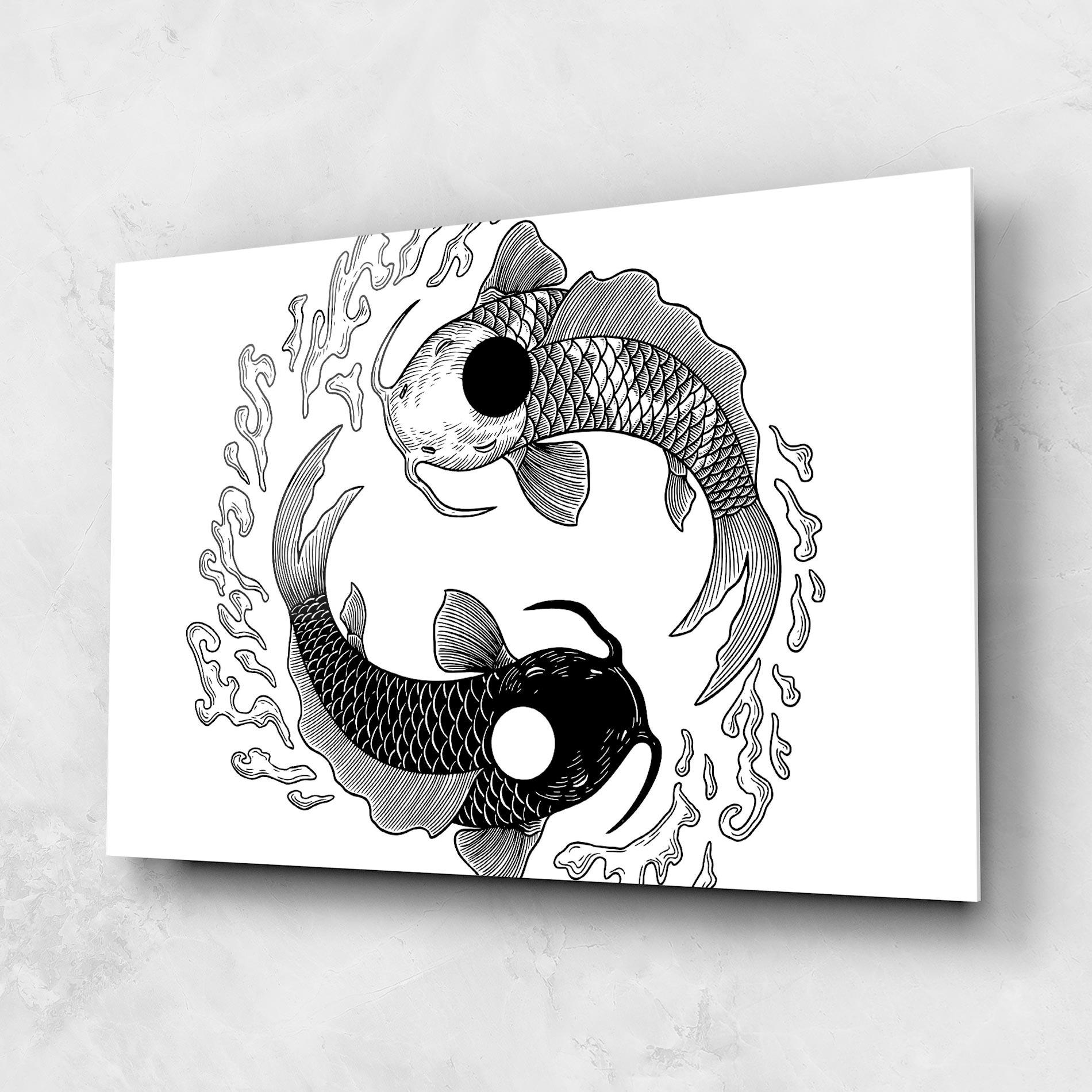 Üvegkép Koi Art Yinyang mockup 1