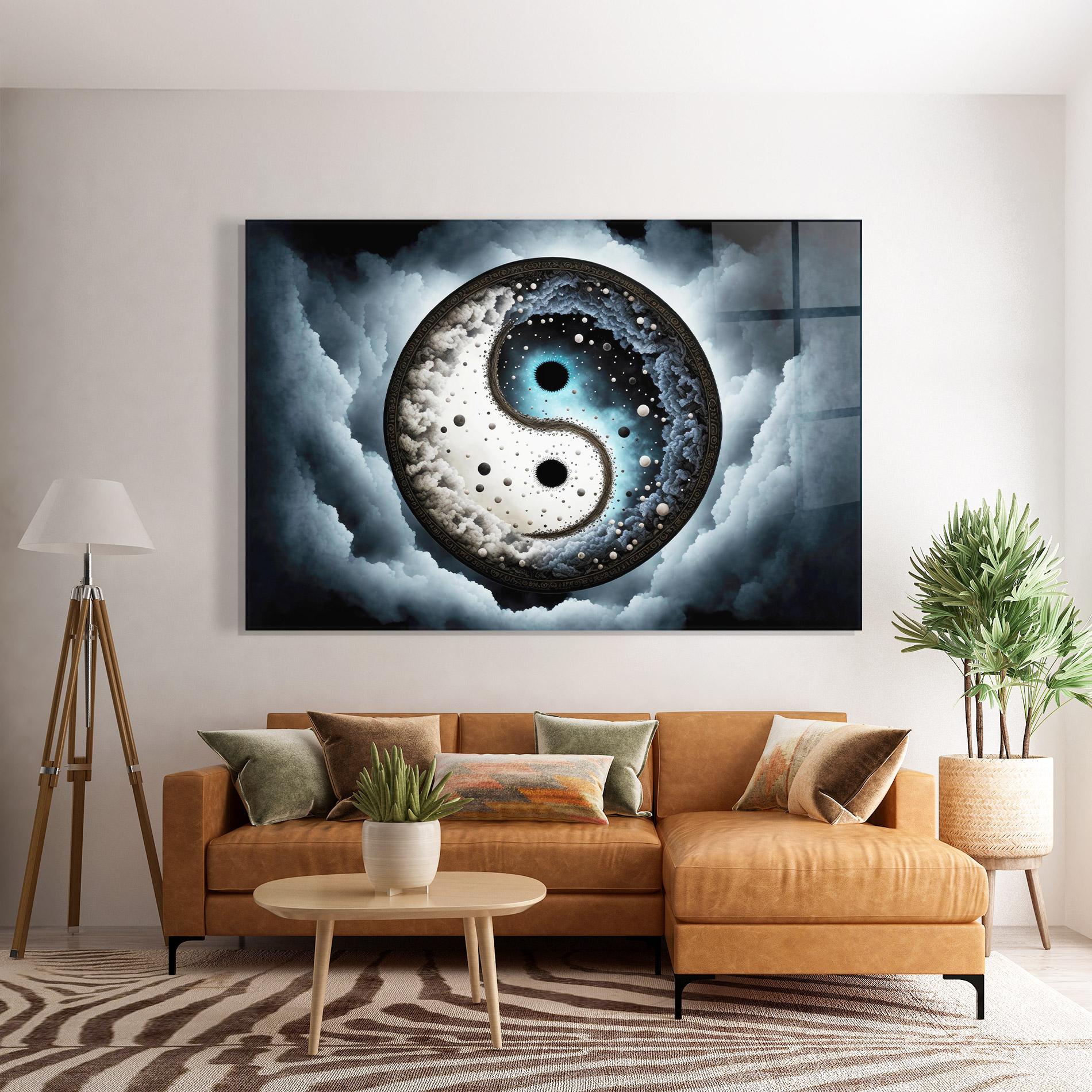 Üvegkép Black Blue Yinyang mockup 7