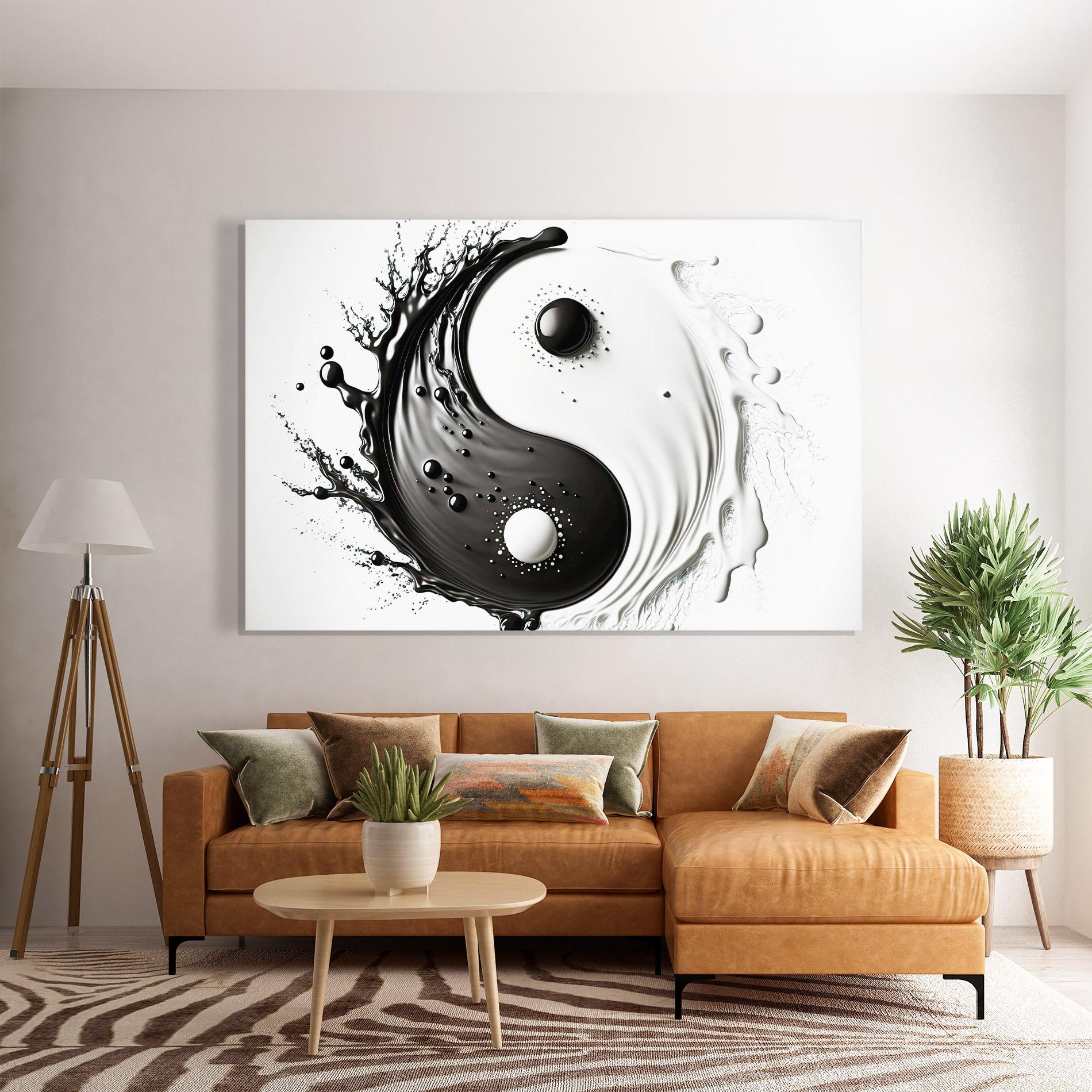 Üvegkép Black Liquid Yinyang mockup 7