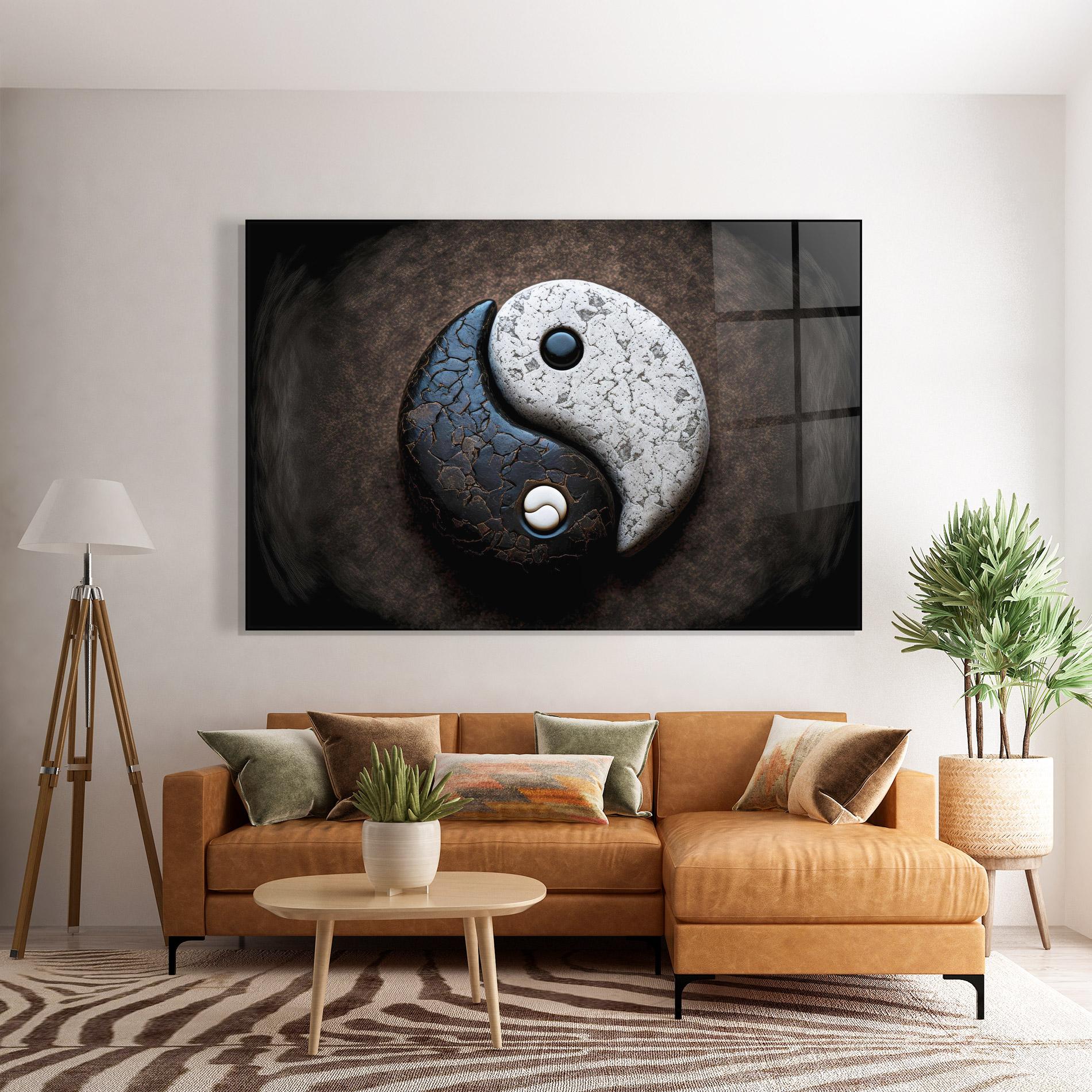 Üvegkép Black Stone Yinyang mockup 7