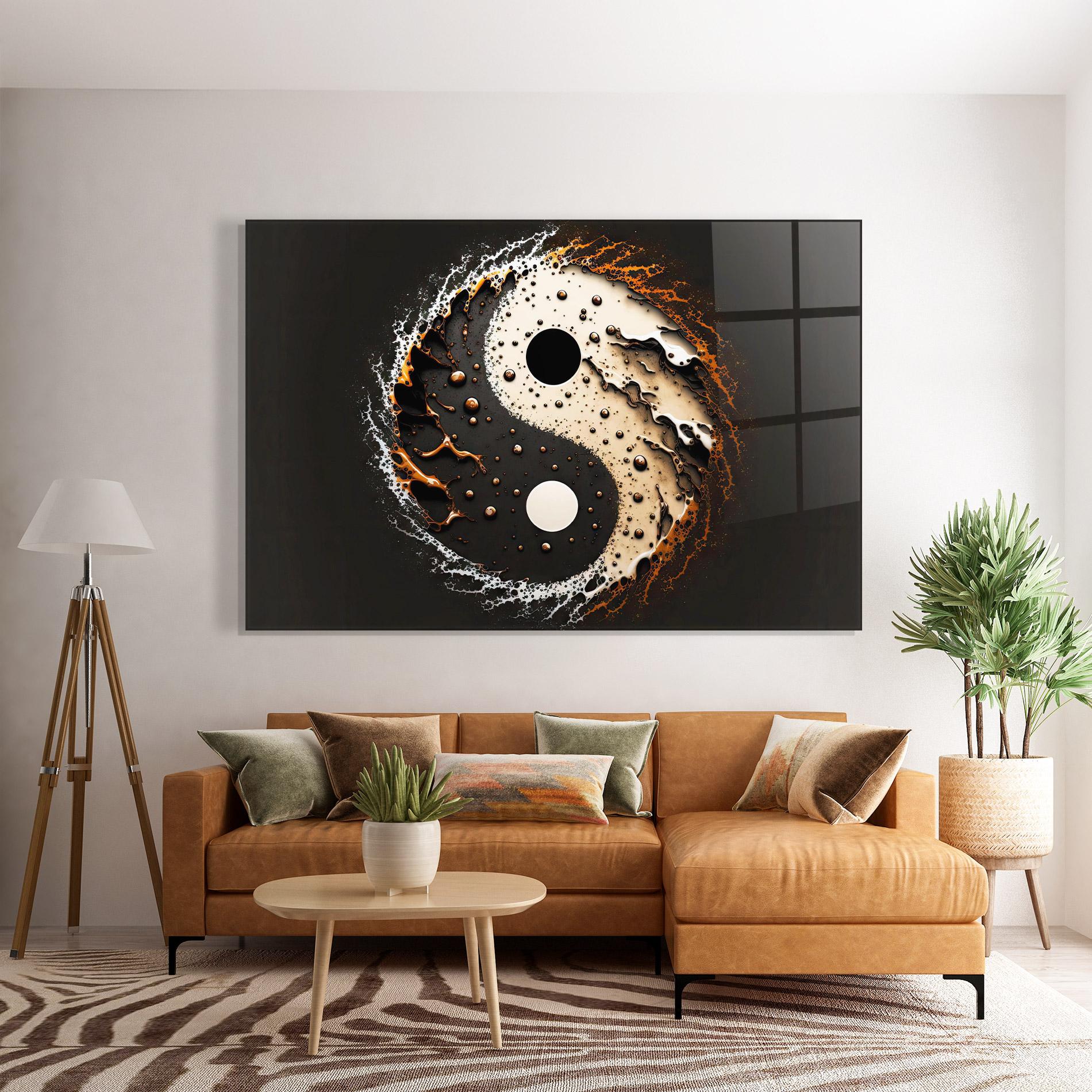 Üvegkép Brown Liquid Yinyang mockup 7